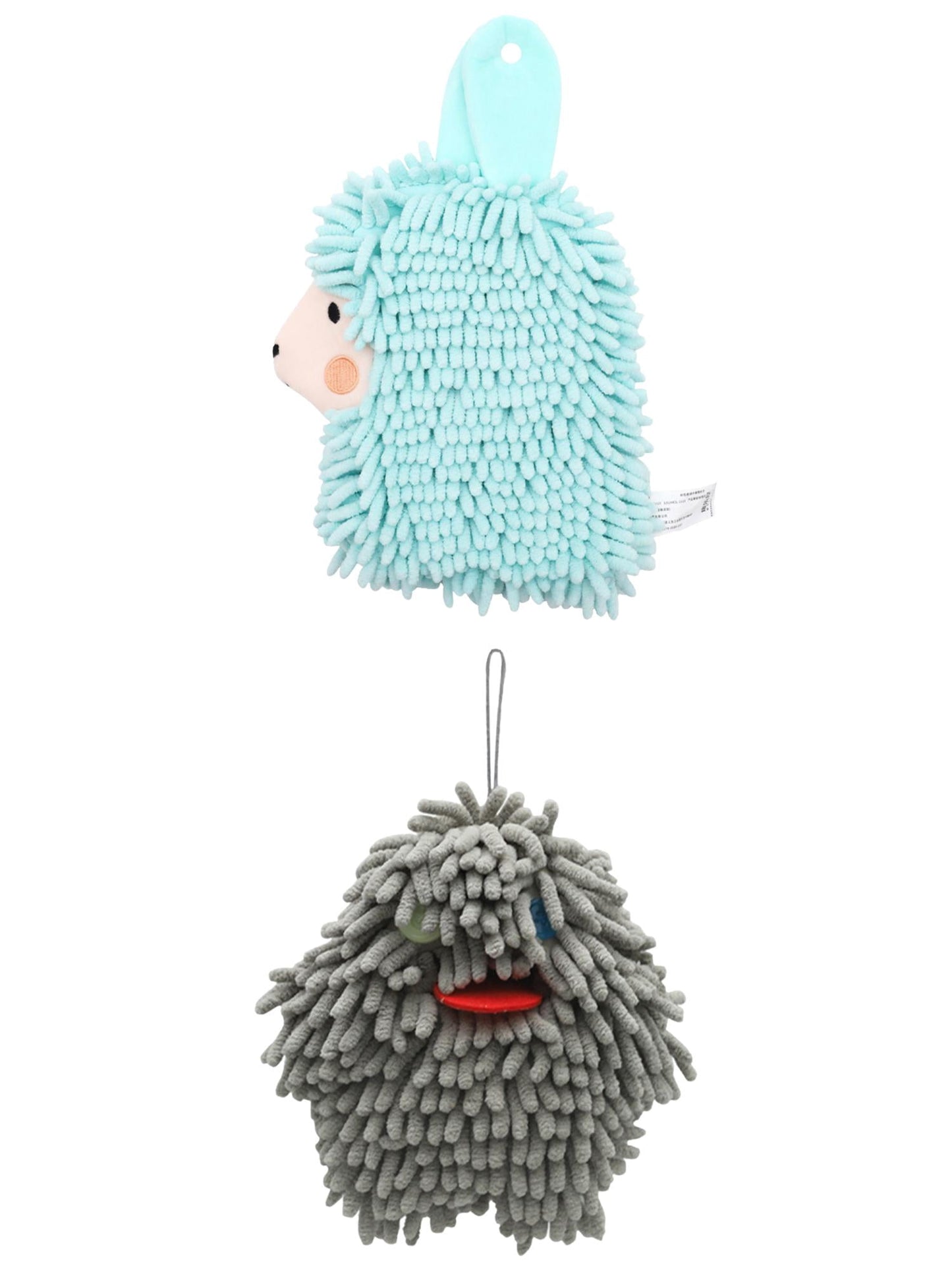 Unique Bargains 2 Packs Cute Cartoon Hand Towel 7" x 7"/7" x 11" Grey-2/Green