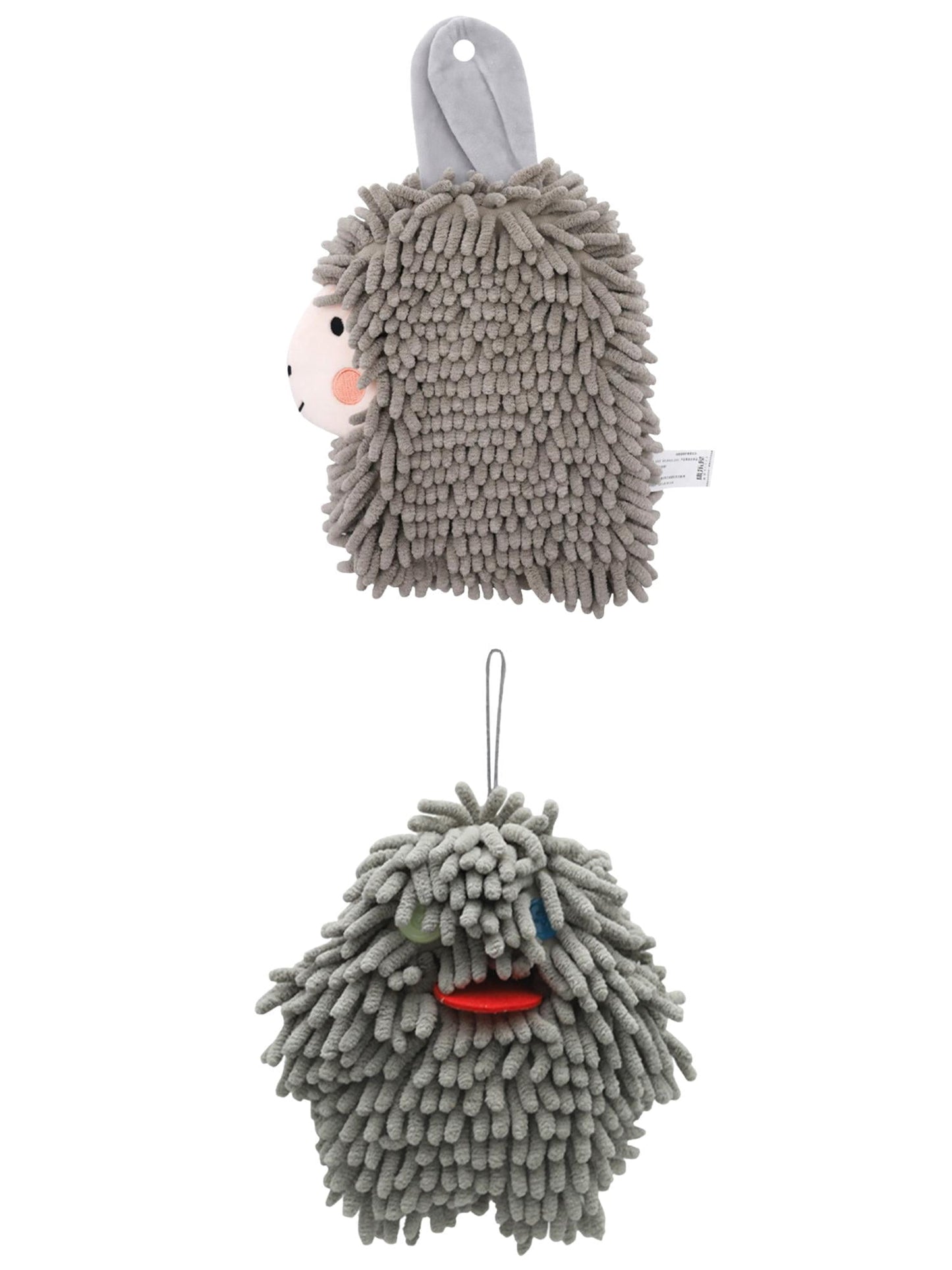 Unique Bargains 2 Packs Cute Cartoon Hand Towel 7" x 7"/7" x 11" Grey-2/Grey