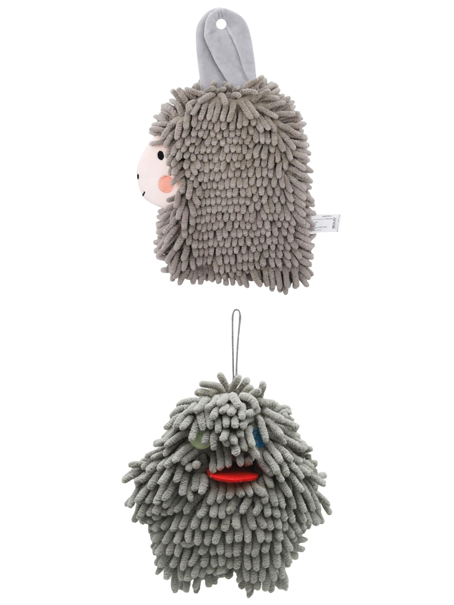 Unique Bargains 2 Packs Cute Cartoon Hand Towel 7" x 7"/7" x 11" Grey-2/Grey