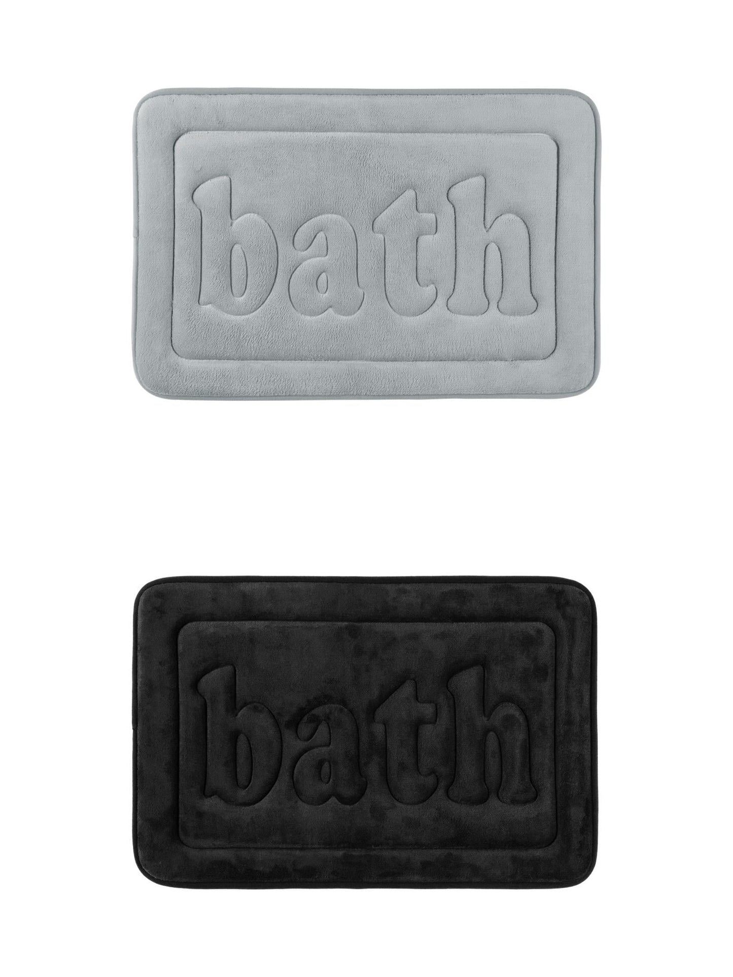 Unique Bargains 2 Pcs Bath Mat Non Skid Bottom Bath Rugs Black/Light Grey 20" x 32"