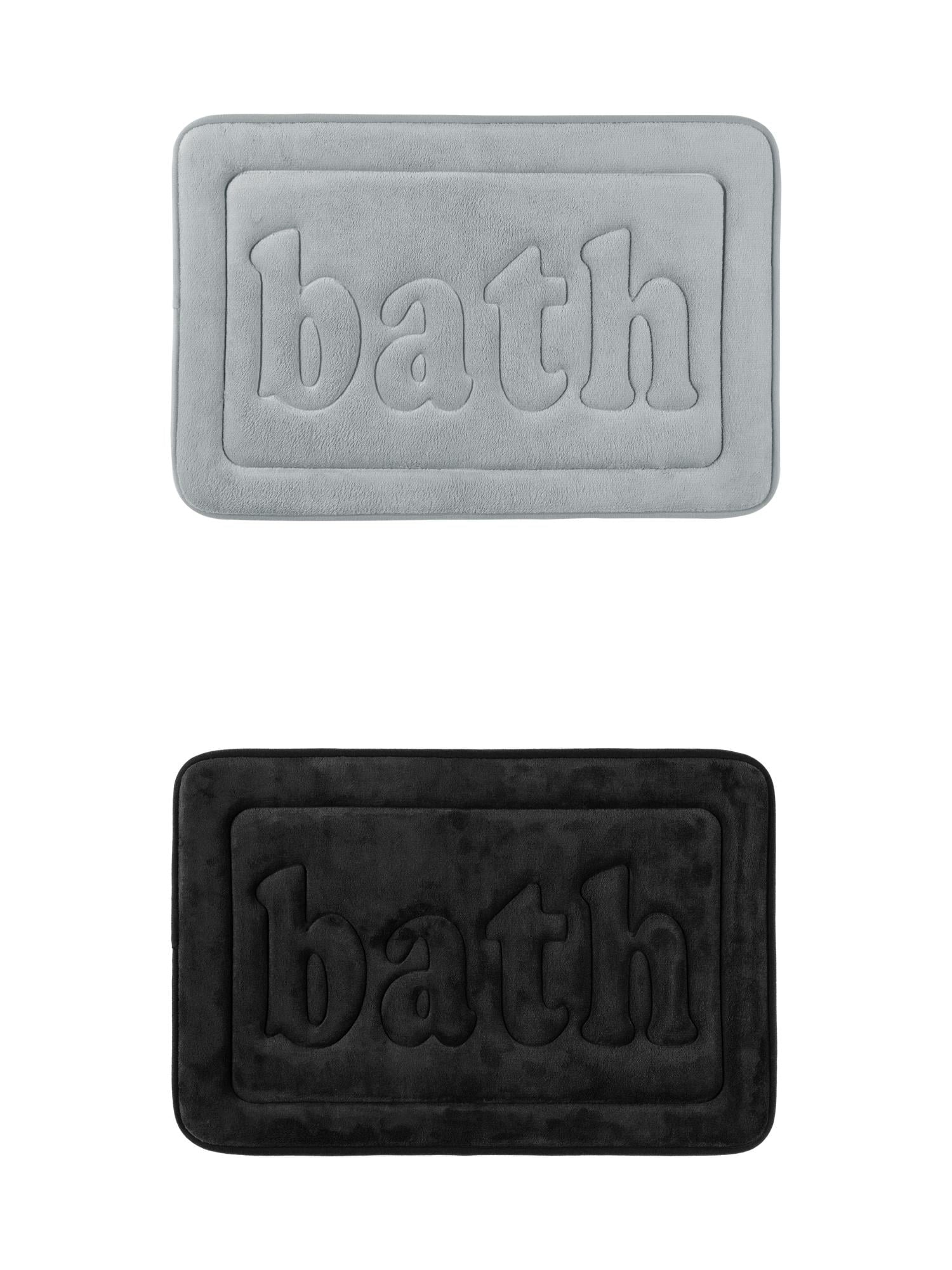 Unique Bargains 2 Pcs Bath Mat Non Skid Bottom Bath Rugs Black/Light Grey 20" x 32"