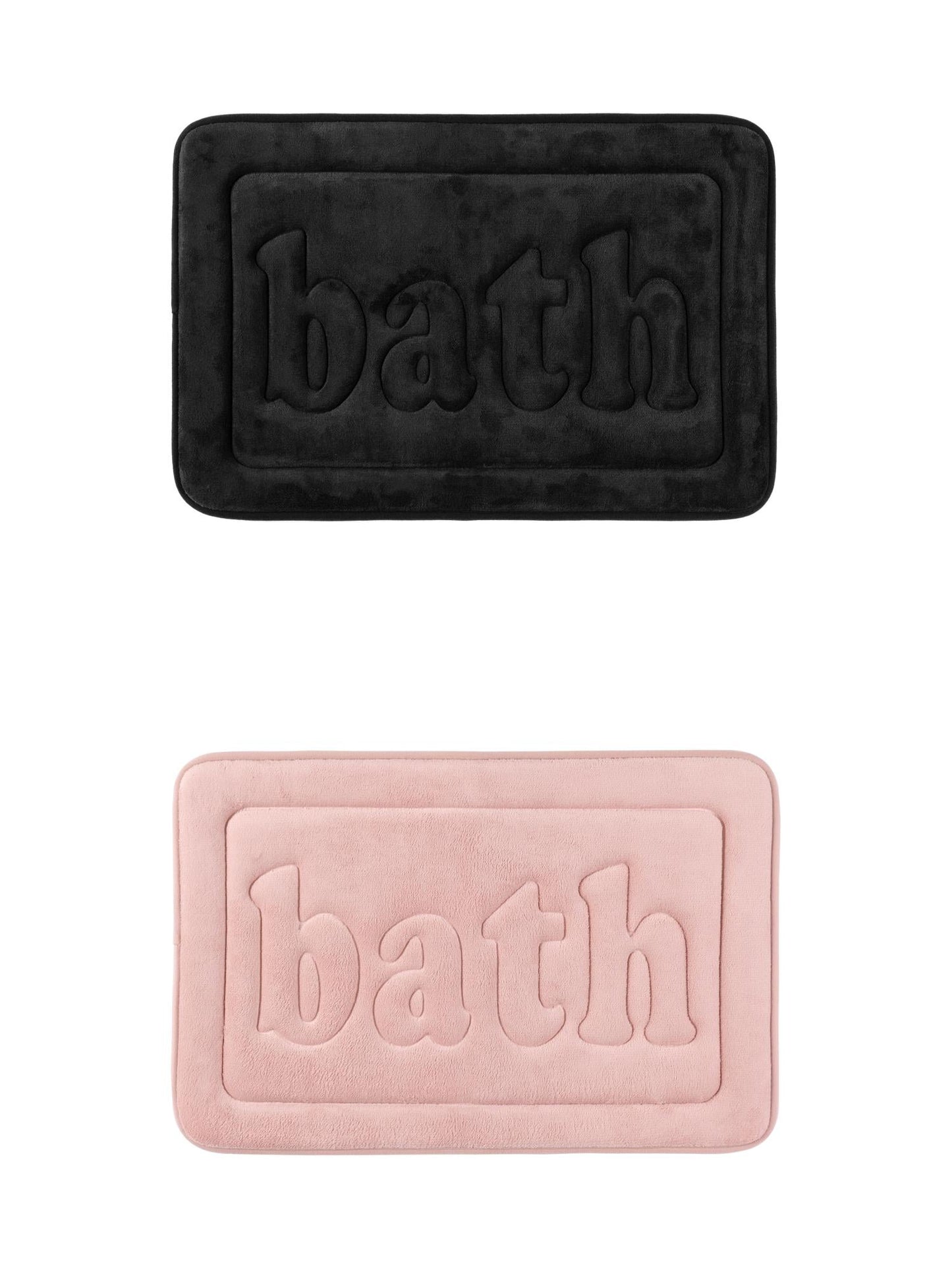 Unique Bargains 2 Pcs Bath Mat Non Skid Bottom Bath Rugs Black/Pink 16" x 24"