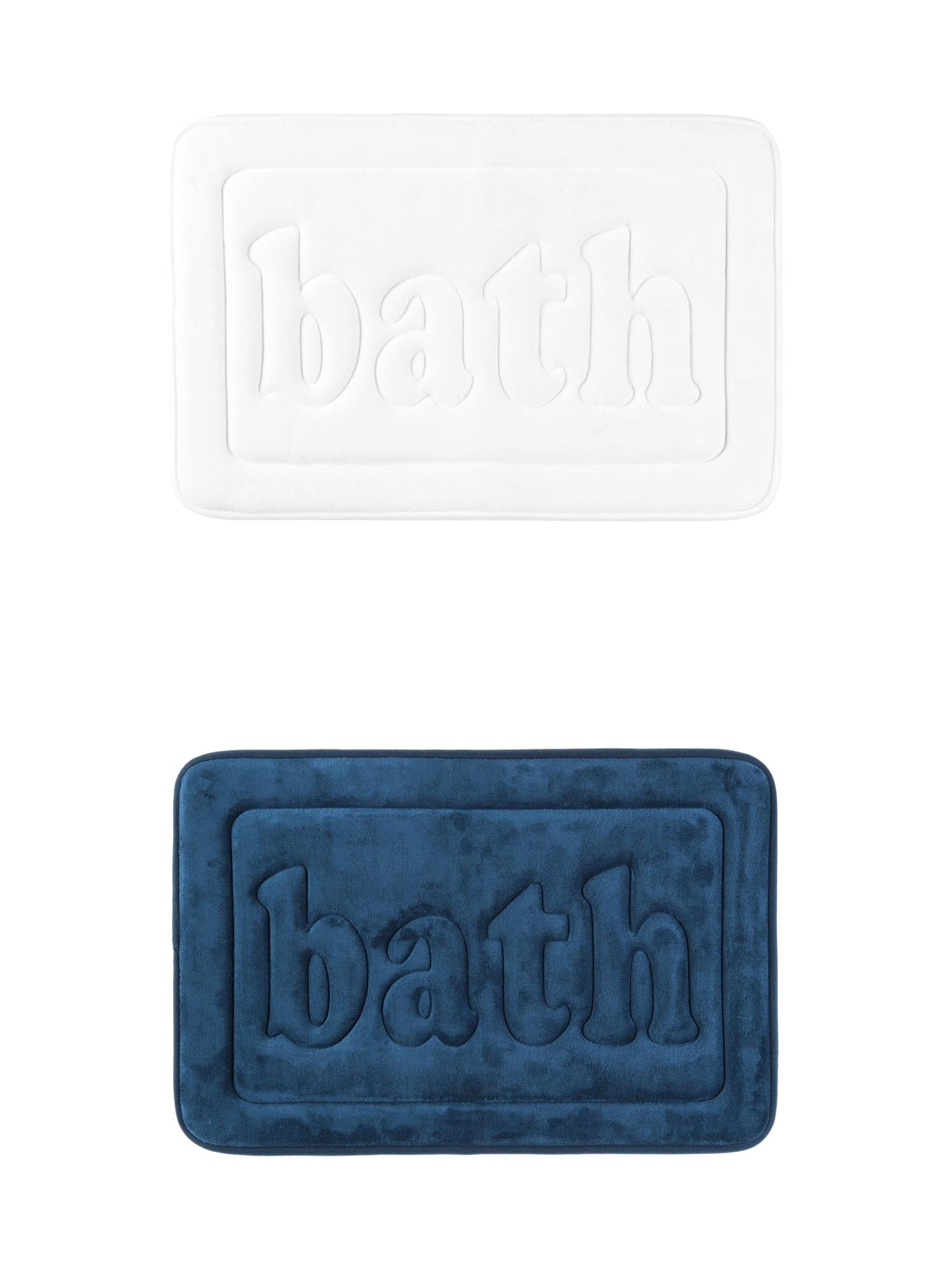 Unique Bargains 2 Pcs Bath Mat Non Skid Bottom Bath Rugs Dark Blue/White 20" x 32"