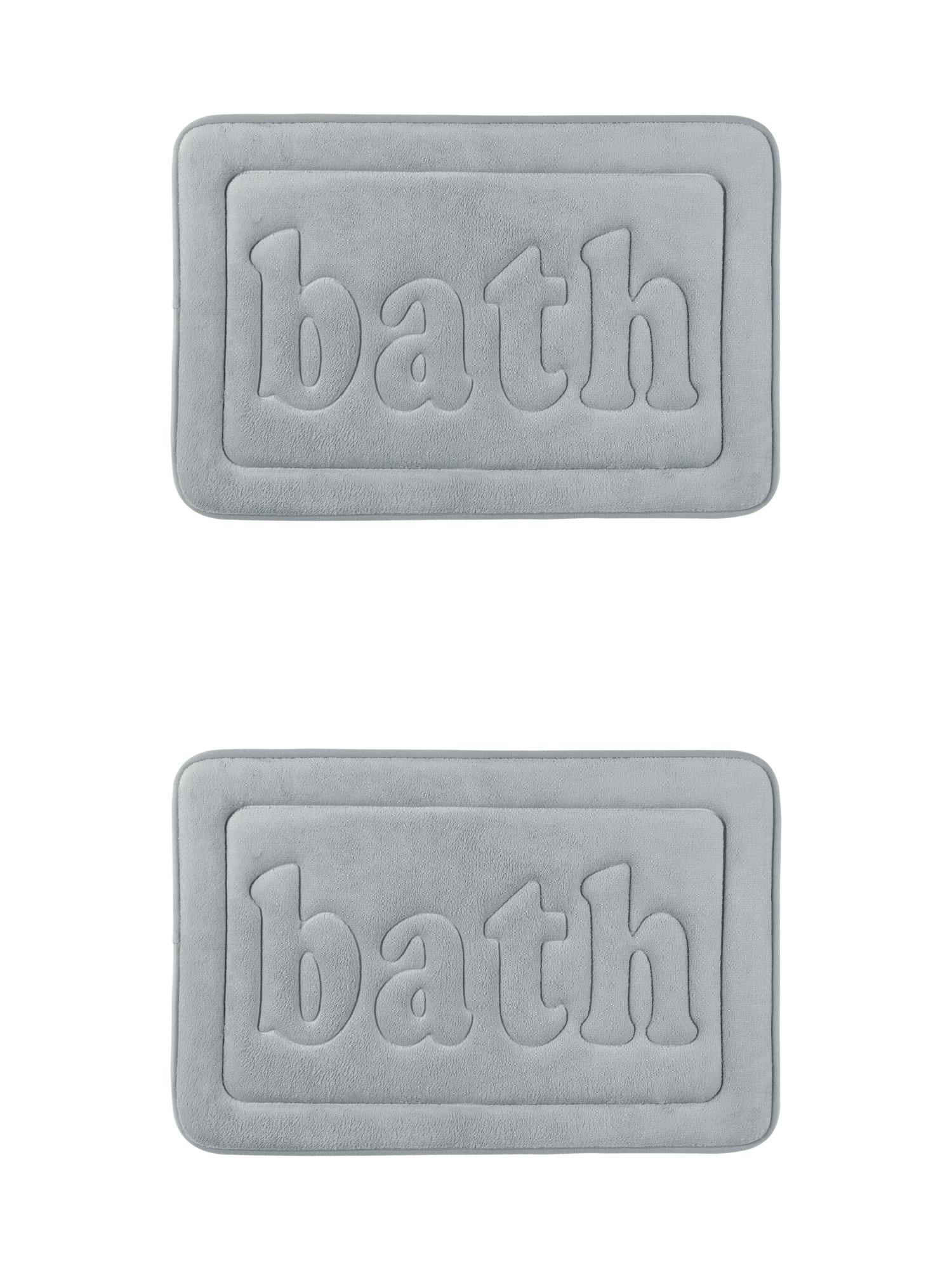 Unique Bargains 2 Pcs Bath Mat Non Skid Bottom Bath Rugs Light Grey 16" x 24"/20" x 32"