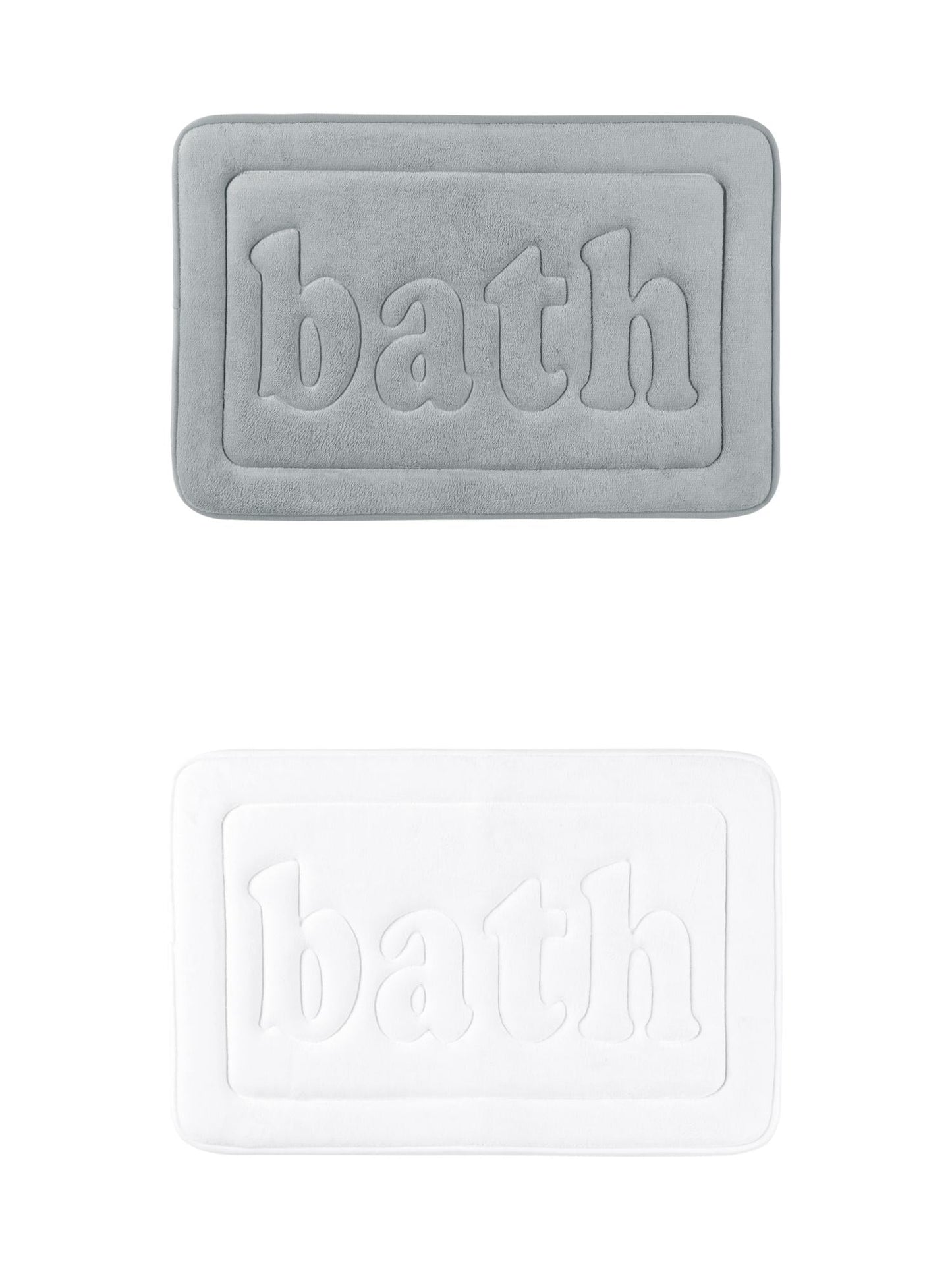 Unique Bargains 2 Pcs Bath Mat Non Skid Bottom Bath Rugs Light Grey/White 16" x 24"