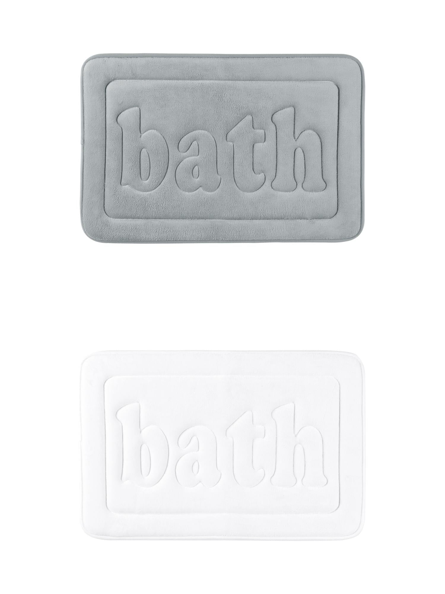 Unique Bargains 2 Pcs Bath Mat Non Skid Bottom Bath Rugs Light Grey/White 16" x 24"