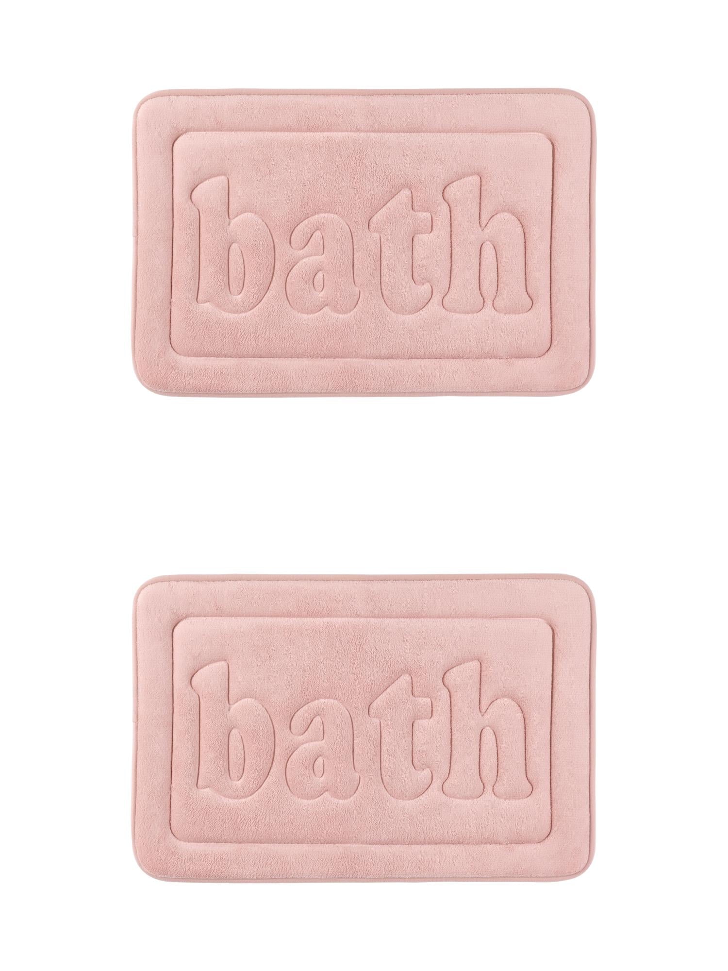 Unique Bargains 2 Pcs Bath Mat Non Skid Bottom Bath Rugs Pink 16" x 24"/20" x 32"