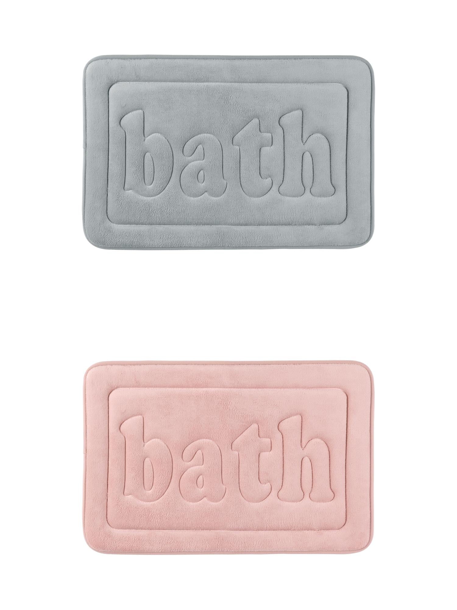 Unique Bargains 2 Pcs Bath Mat Non Skid Bottom Bath Rugs Pink/Light Grey 20" x 32"