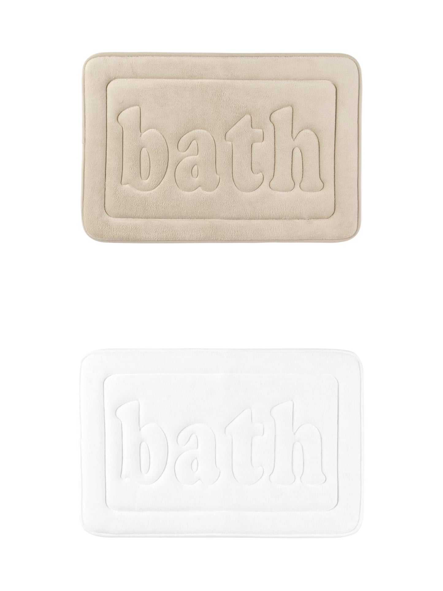 Unique Bargains 2 Pcs Bath Mat Non Skid Bottom Bath Rugs White/Khaki 20" x 32"