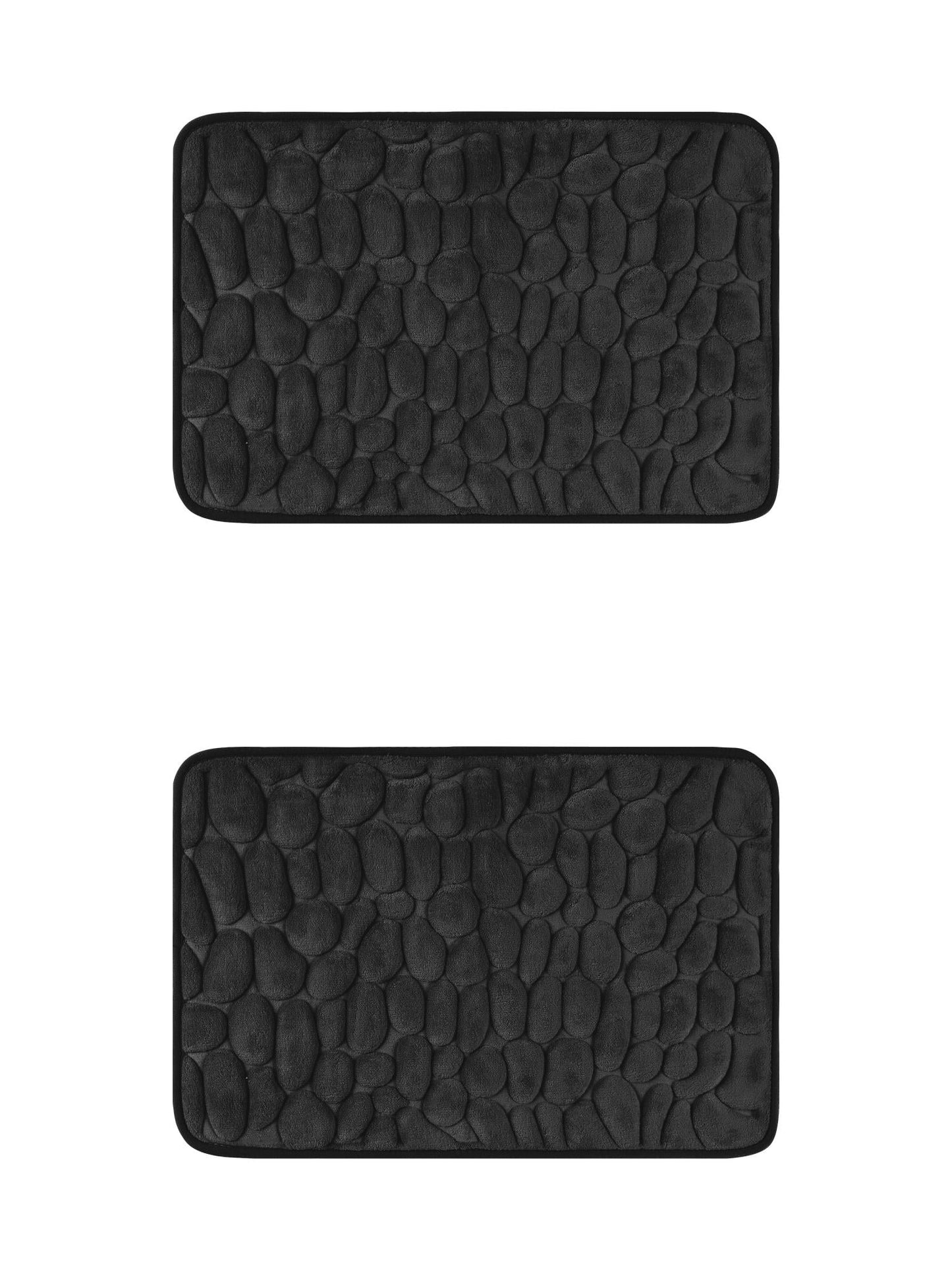 Unique Bargains 2 Pcs Bath Mat Quick Dry Bath Mats Black 16" x 24"/20" x 32"