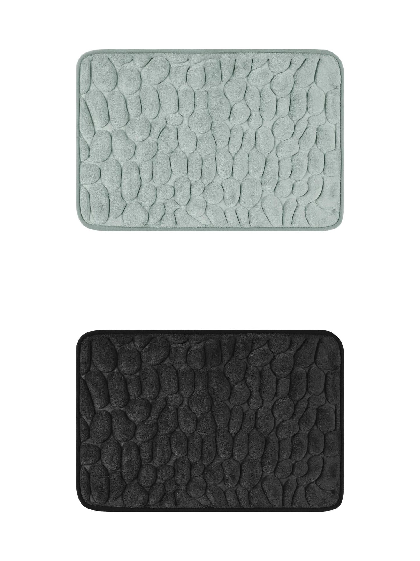 Unique Bargains 2 Pcs Bath Mat Quick Dry Bath Mats Black/Grey 16" x 24"
