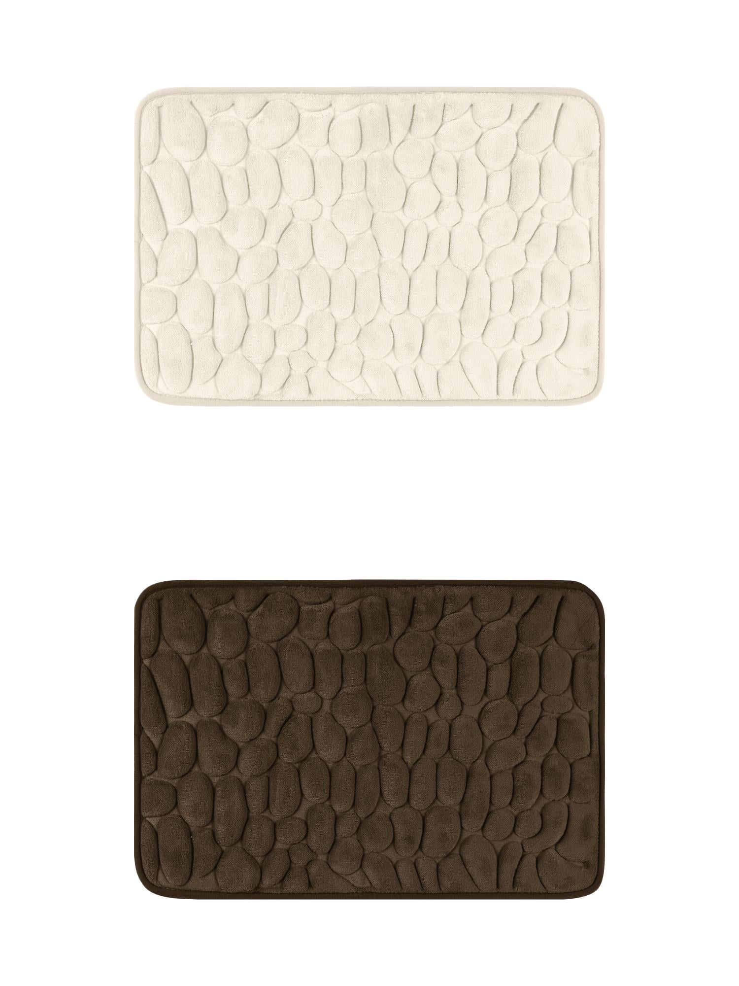 Unique Bargains 2 Pcs Bath Mat Quick Dry Bath Mats Brown/Khaki 20" x 32"