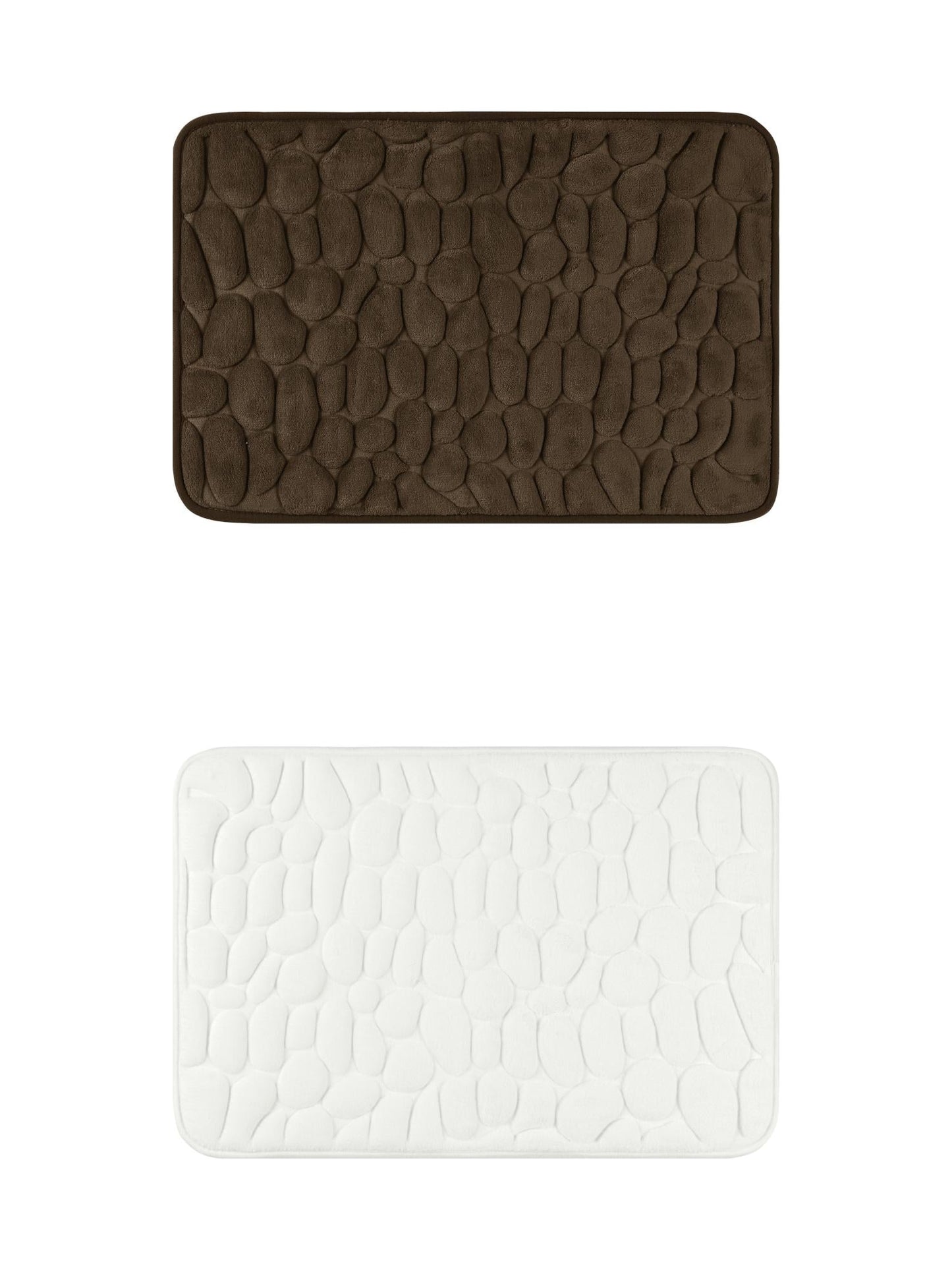 Unique Bargains 2 Pcs Bath Mat Quick Dry Bath Mats Brown/Milky White 20" x 32"