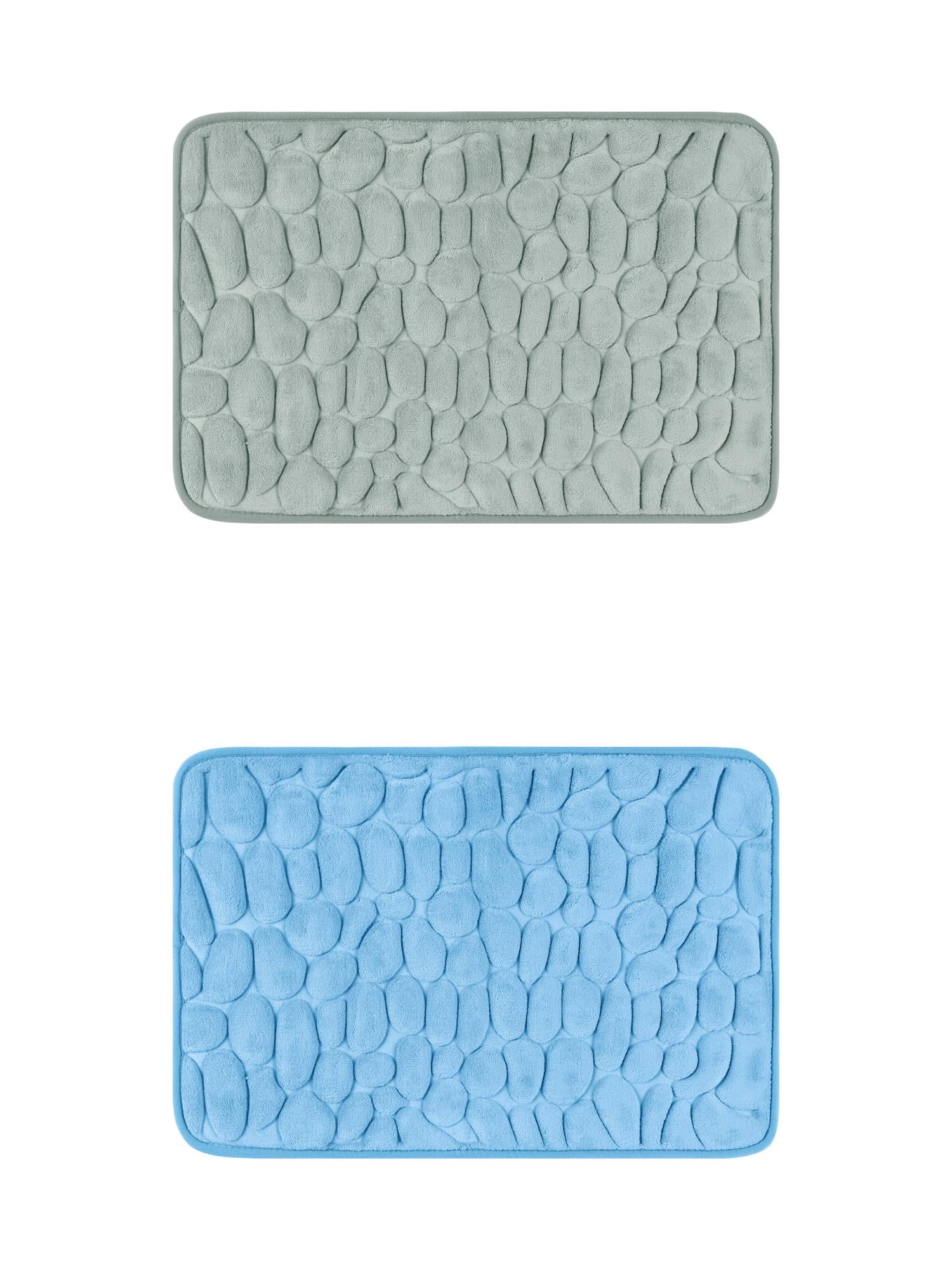 Unique Bargains 2 Pcs Bath Mat Quick Dry Bath Mats Grey/Light Blue 16" x 24"