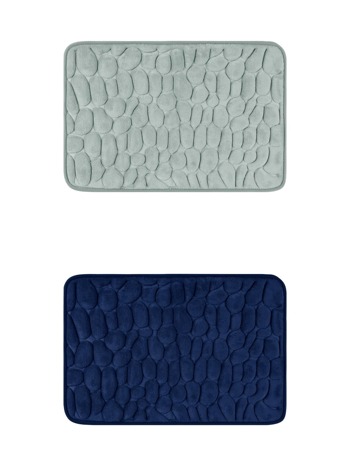 Unique Bargains 2 Pcs Bath Mat Quick Dry Bath Mats Grey/Navy Blue 16" x 24"