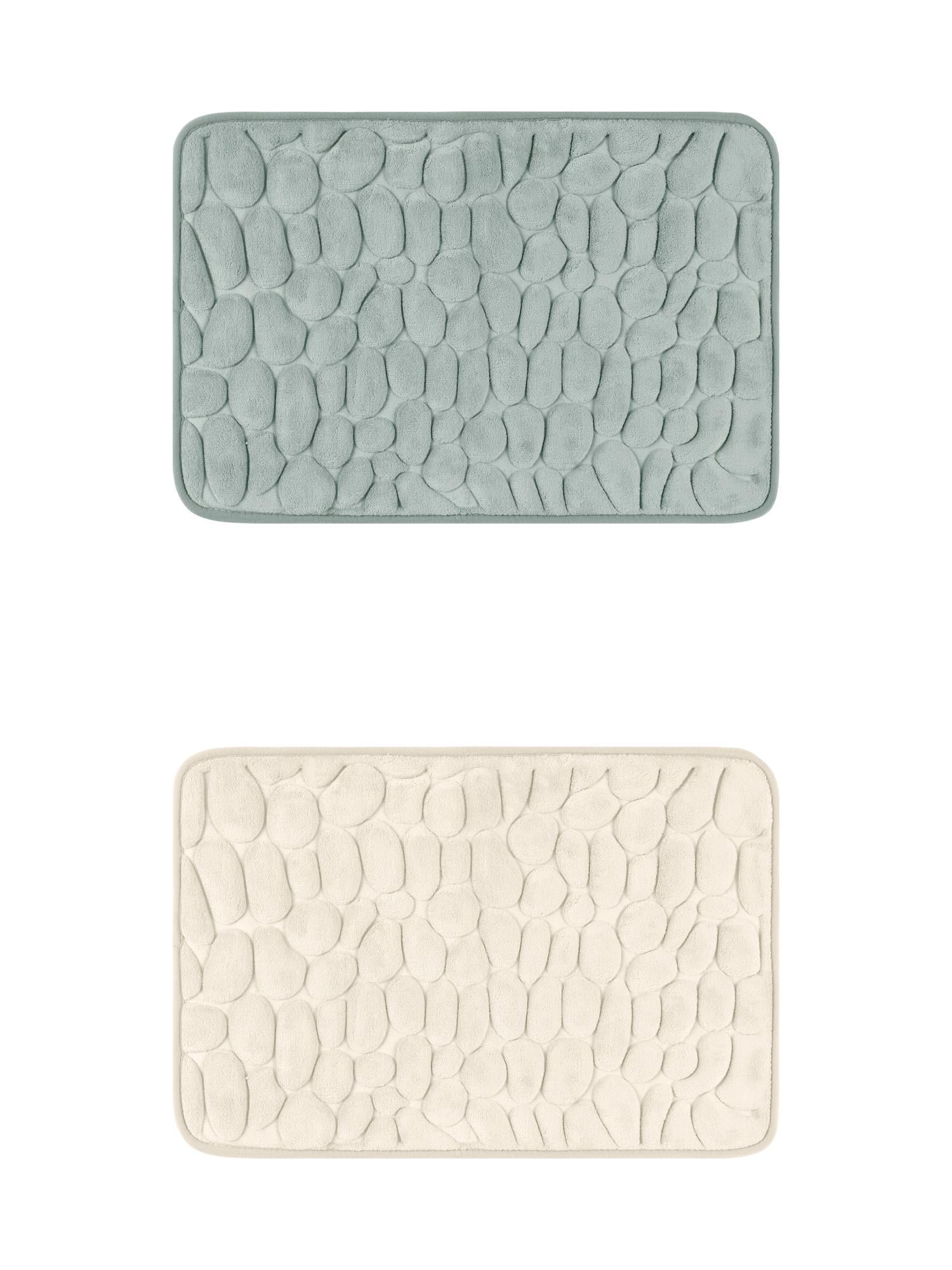 Unique Bargains 2 Pcs Bath Mat Quick Dry Bath Mats Khaki/Grey 16" x 24"