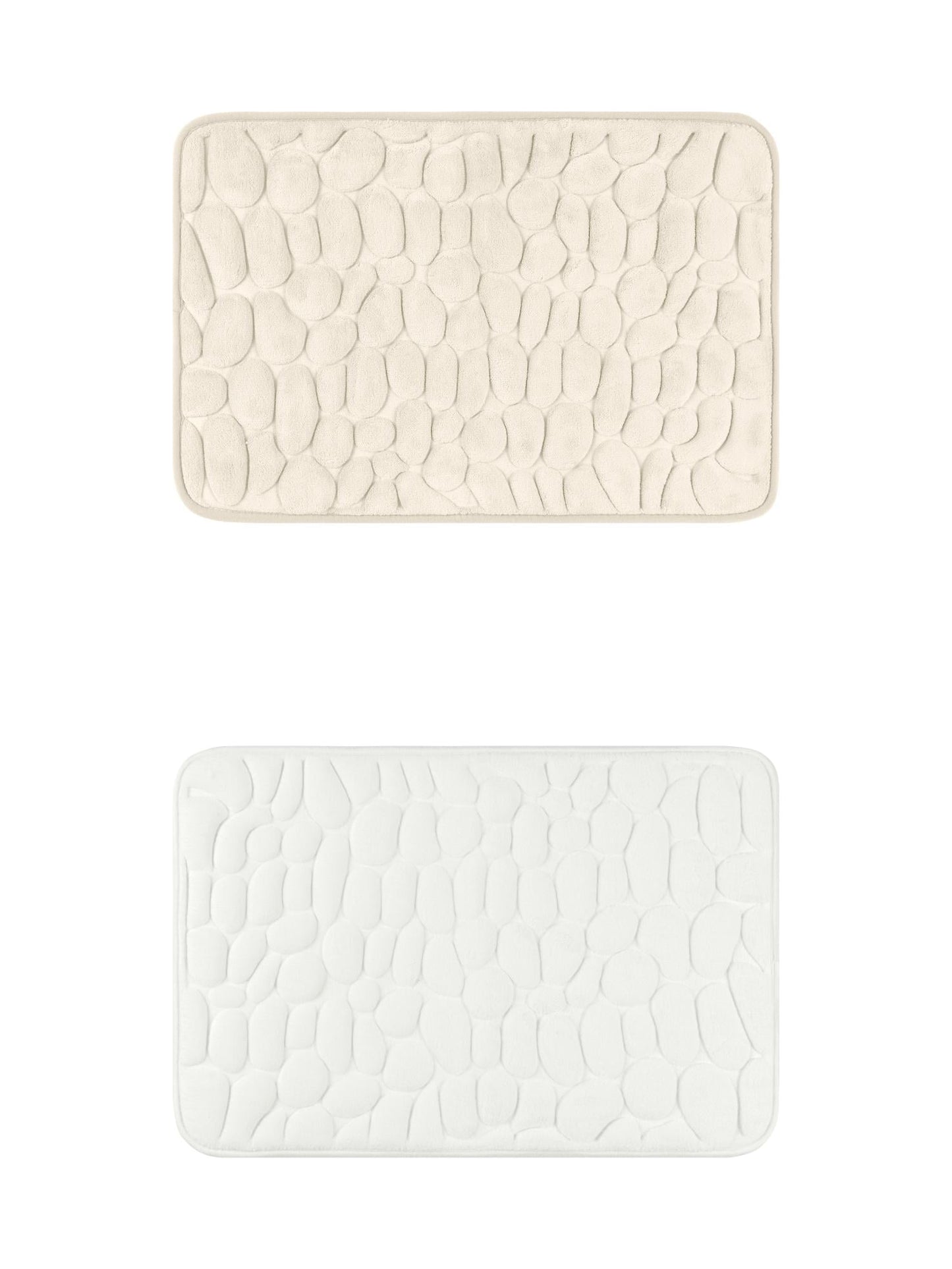 Unique Bargains 2 Pcs Bath Mat Quick Dry Bath Mats Khaki/Milky White 16" x 24"