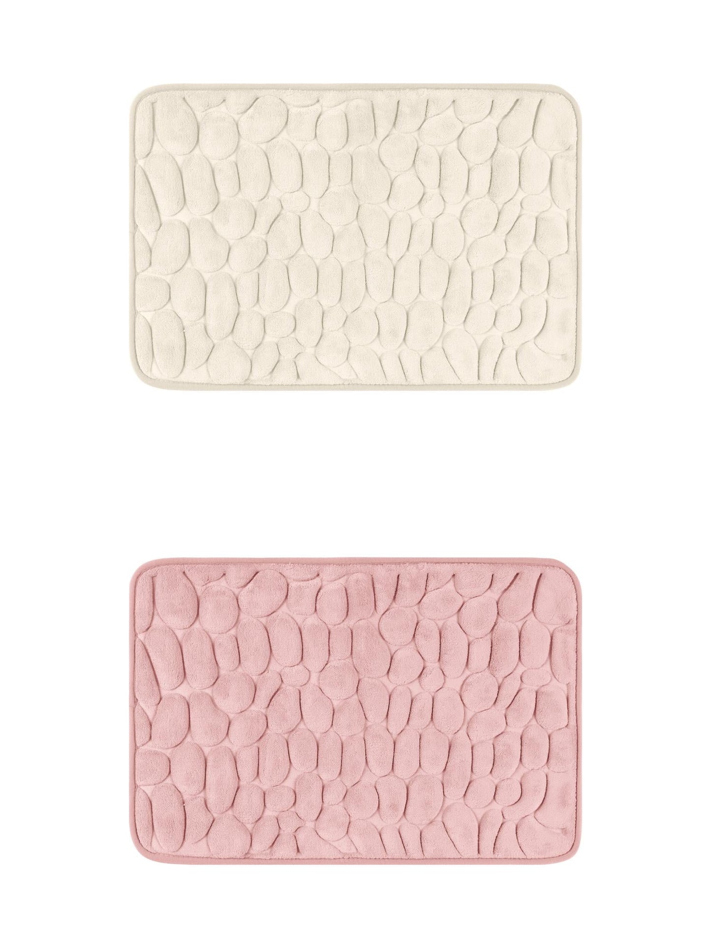 Unique Bargains 2 Pcs Bath Mat Quick Dry Bath Mats Khaki/Pink 16" x 24"