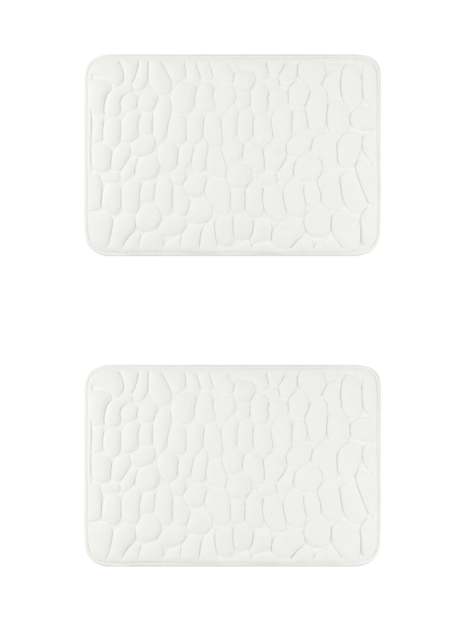 Unique Bargains 2 Pcs Bath Mat Quick Dry Bath Mats Milky White 16" x 24"/20" x 32"
