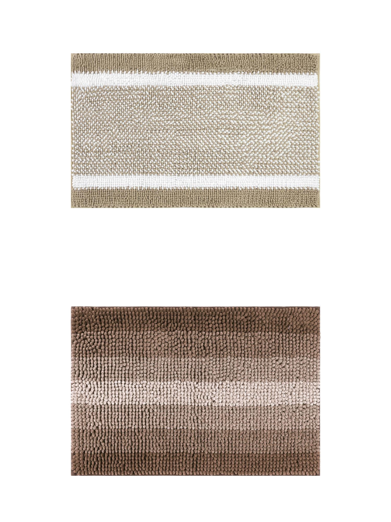 Unique Bargains 2 Pcs Chenille Soft Plush Shaggy Bathroom Rug Coffee/Khaki 20" x 32"