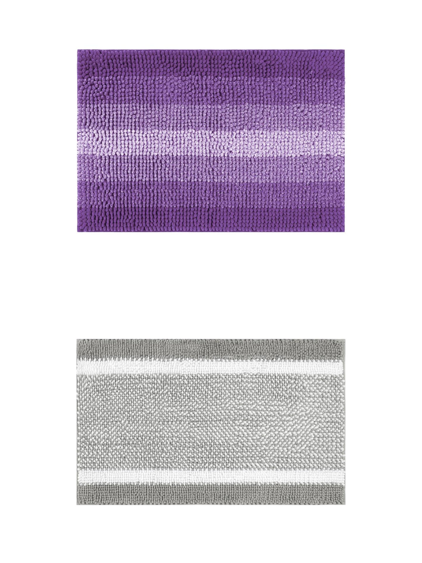 Unique Bargains 2 Pcs Chenille Soft Plush Shaggy Bathroom Rug Grey/Purple 16" x 24"
