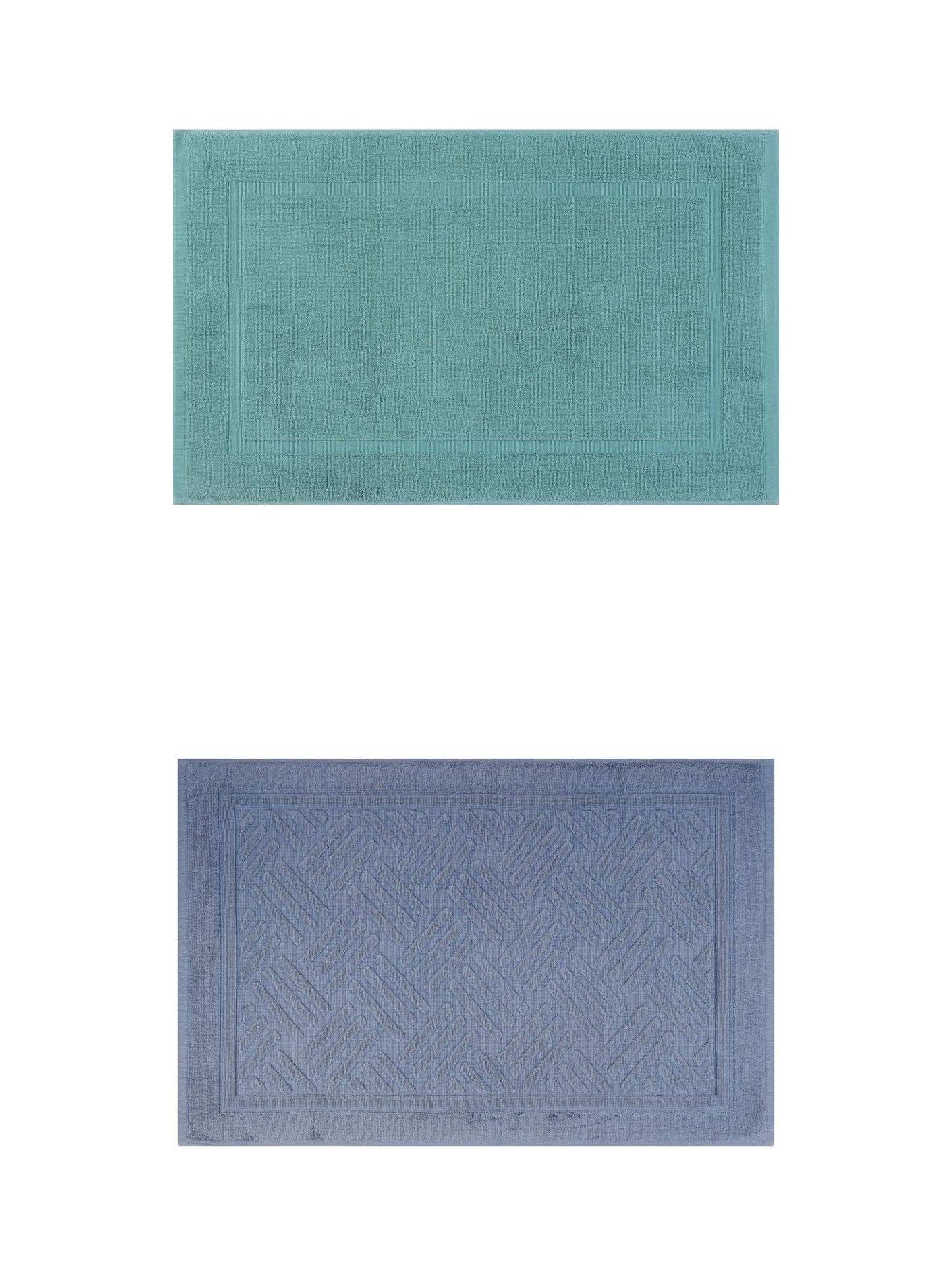 Unique Bargains 2 Pcs Cotton Banded Reversible Soft Bath Rug Blue 16" x 24"