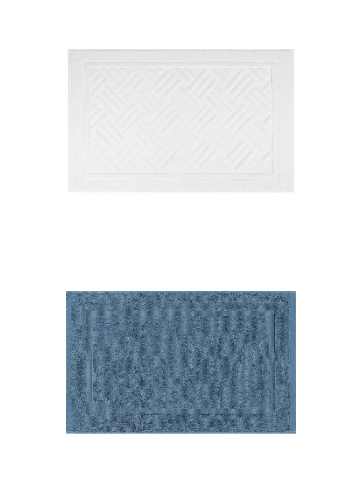 Unique Bargains 2 Pcs Cotton Banded Reversible Soft Bath Rug Dark Blue/Beige 16" x 24"