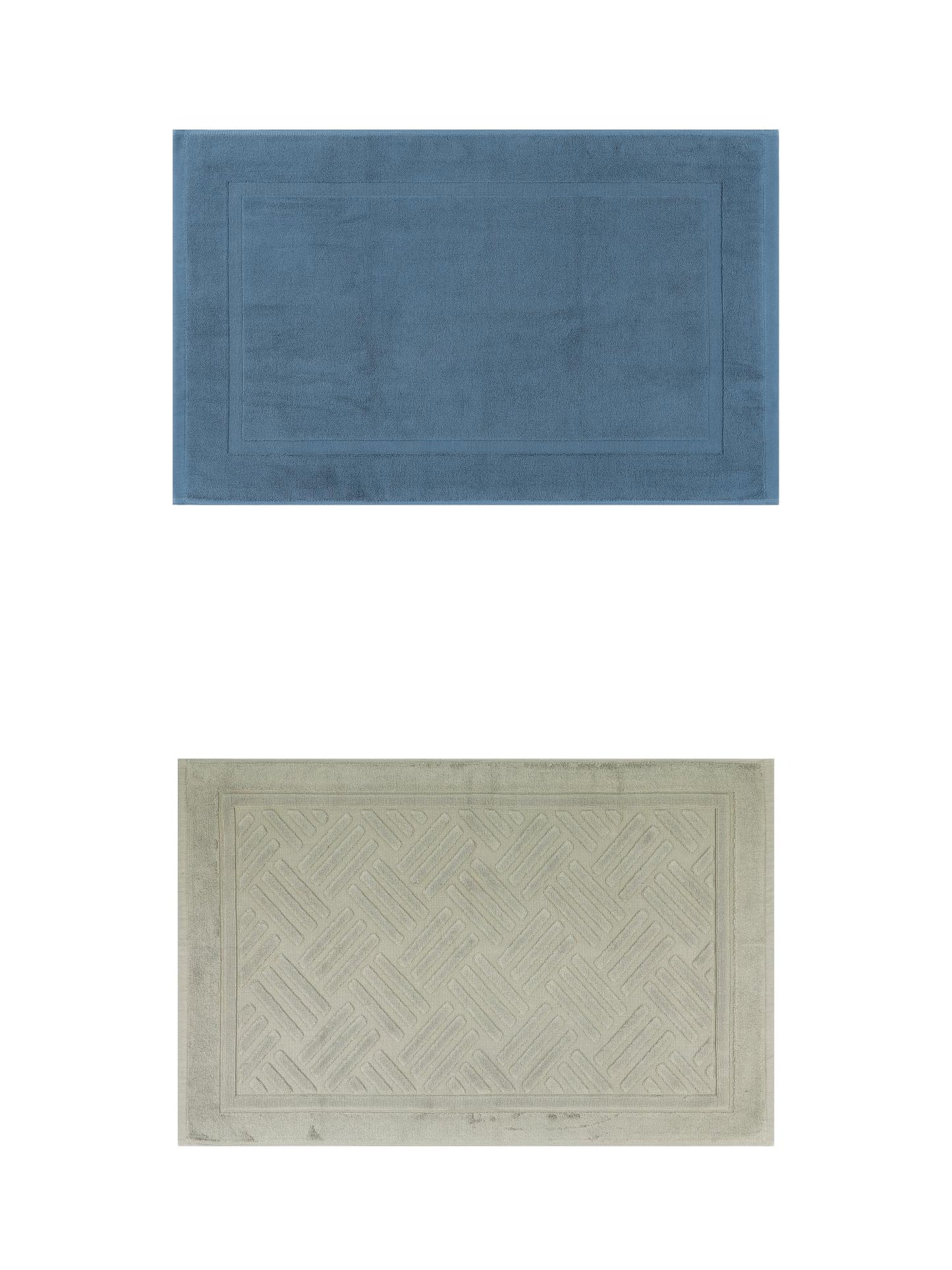 Unique Bargains 2 Pcs Cotton Banded Reversible Soft Bath Rug Dark Blue/Green 16" x 24"