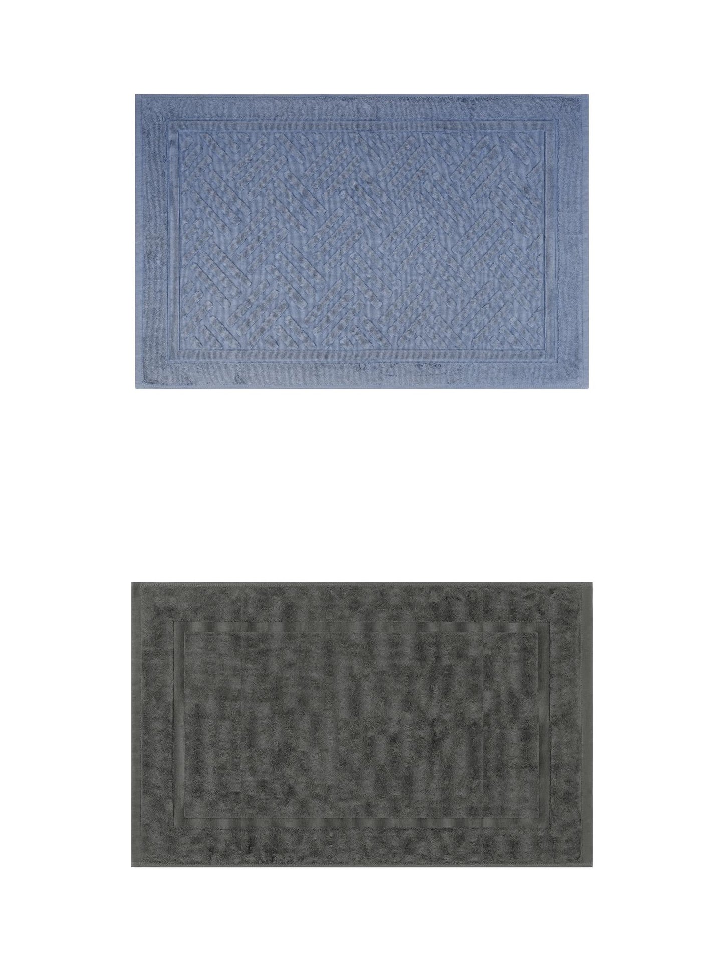 Unique Bargains 2 Pcs Cotton Banded Reversible Soft Bath Rug Grey/Blue 16" x 24"