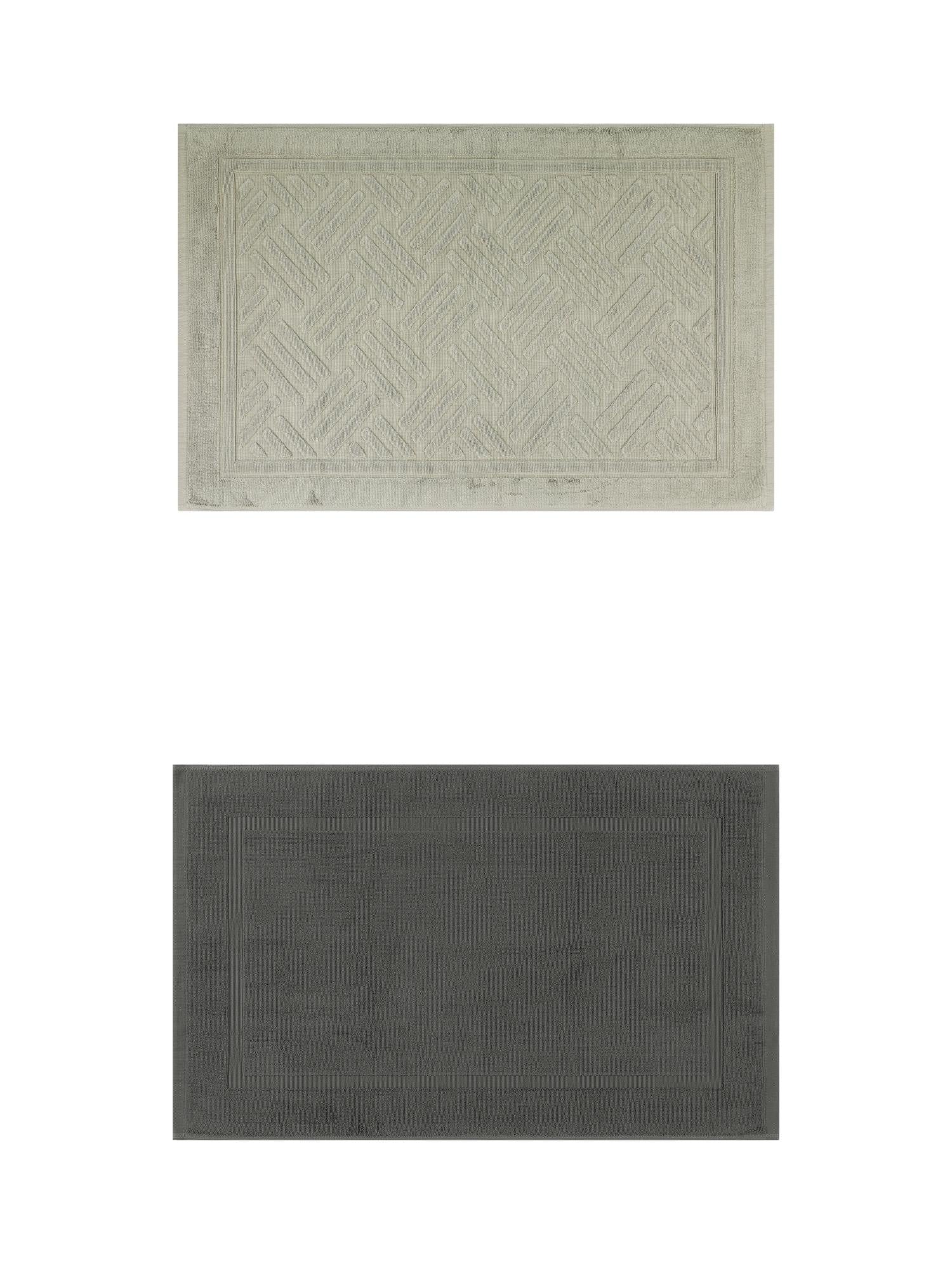Unique Bargains 2 Pcs Cotton Banded Reversible Soft Bath Rug Grey/Green 16" x 24"