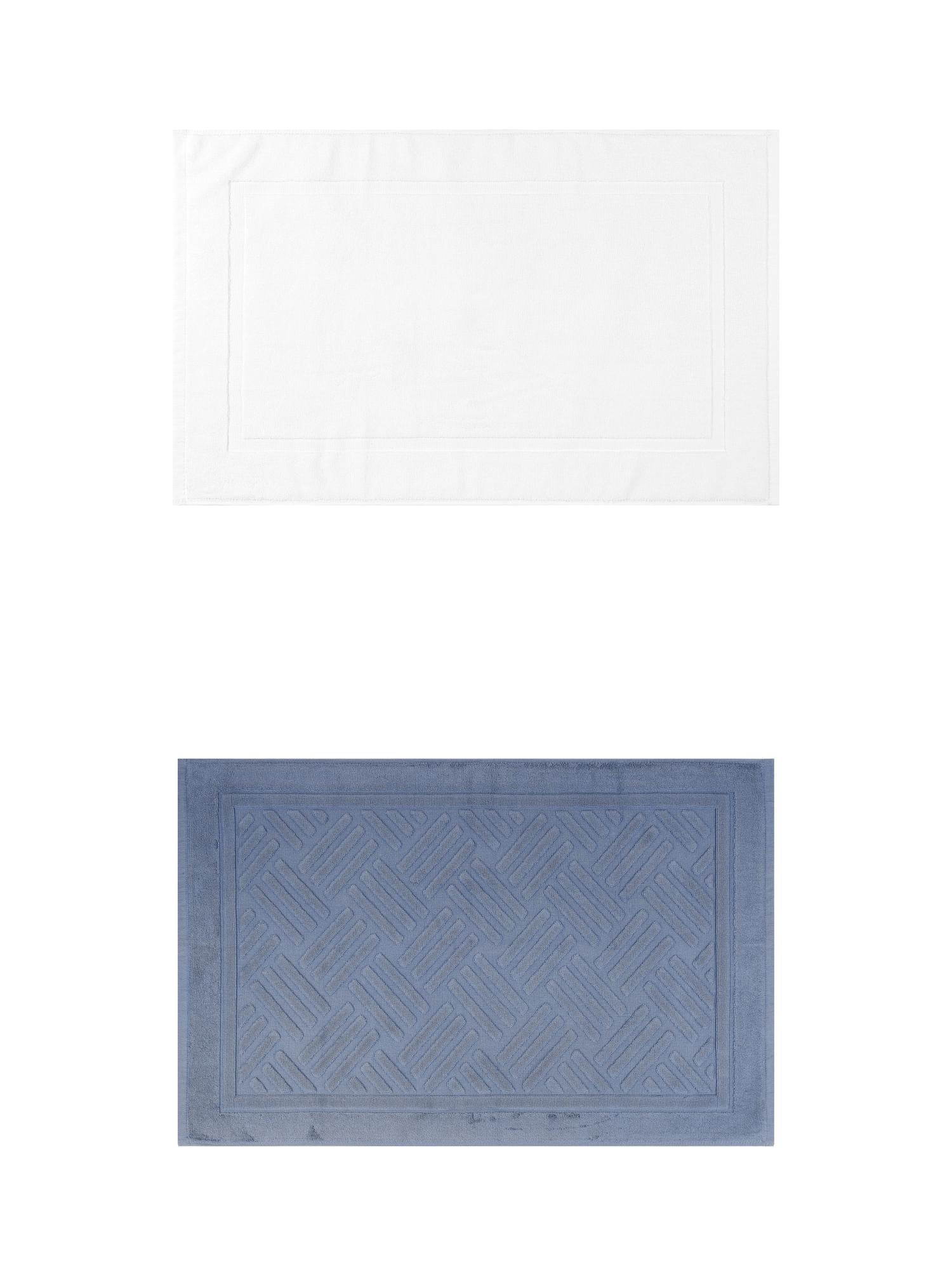 Unique Bargains 2 Pcs Cotton Banded Reversible Soft Bath Rug White/Blue 16" x 24"