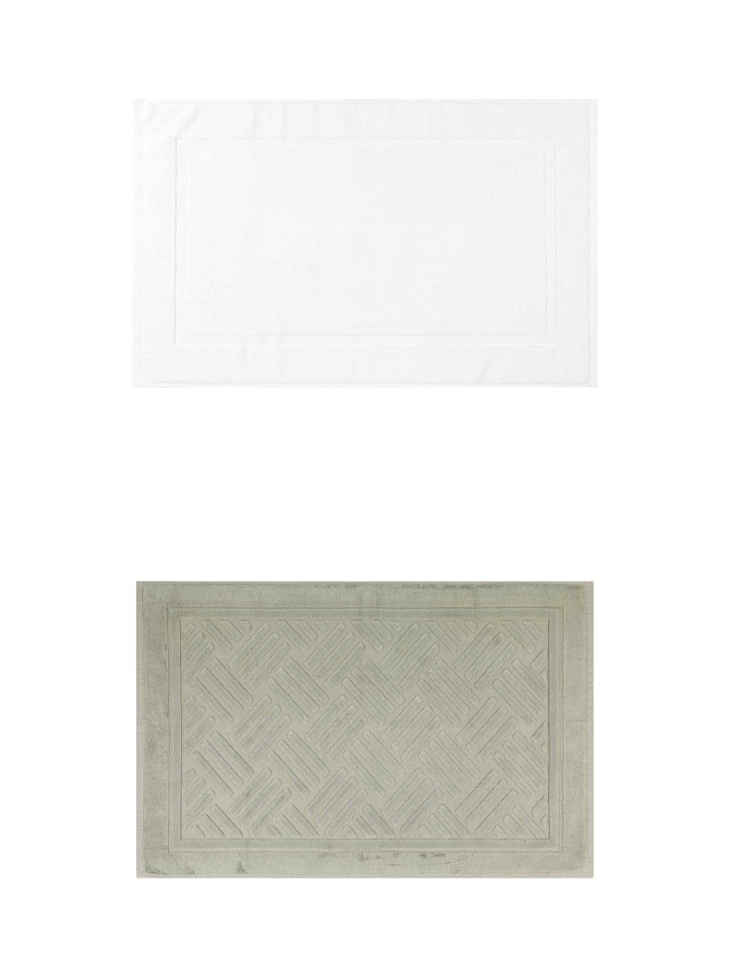 Unique Bargains 2 Pcs Cotton Banded Reversible Soft Bath Rug White/Green 16" x 24"