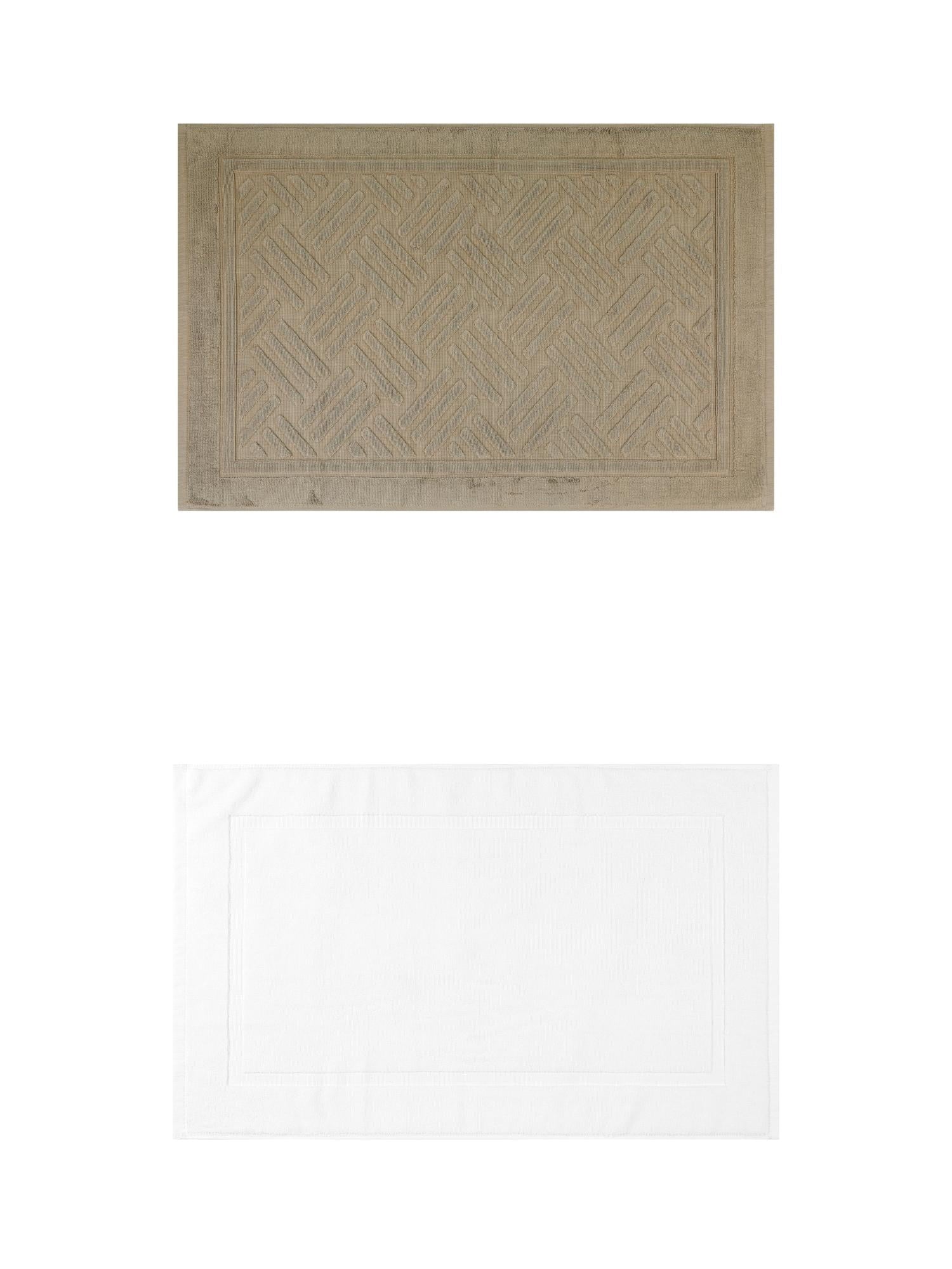 Unique Bargains 2 Pcs Cotton Banded Reversible Soft Bath Rug White/Khaki 20" x 32"
