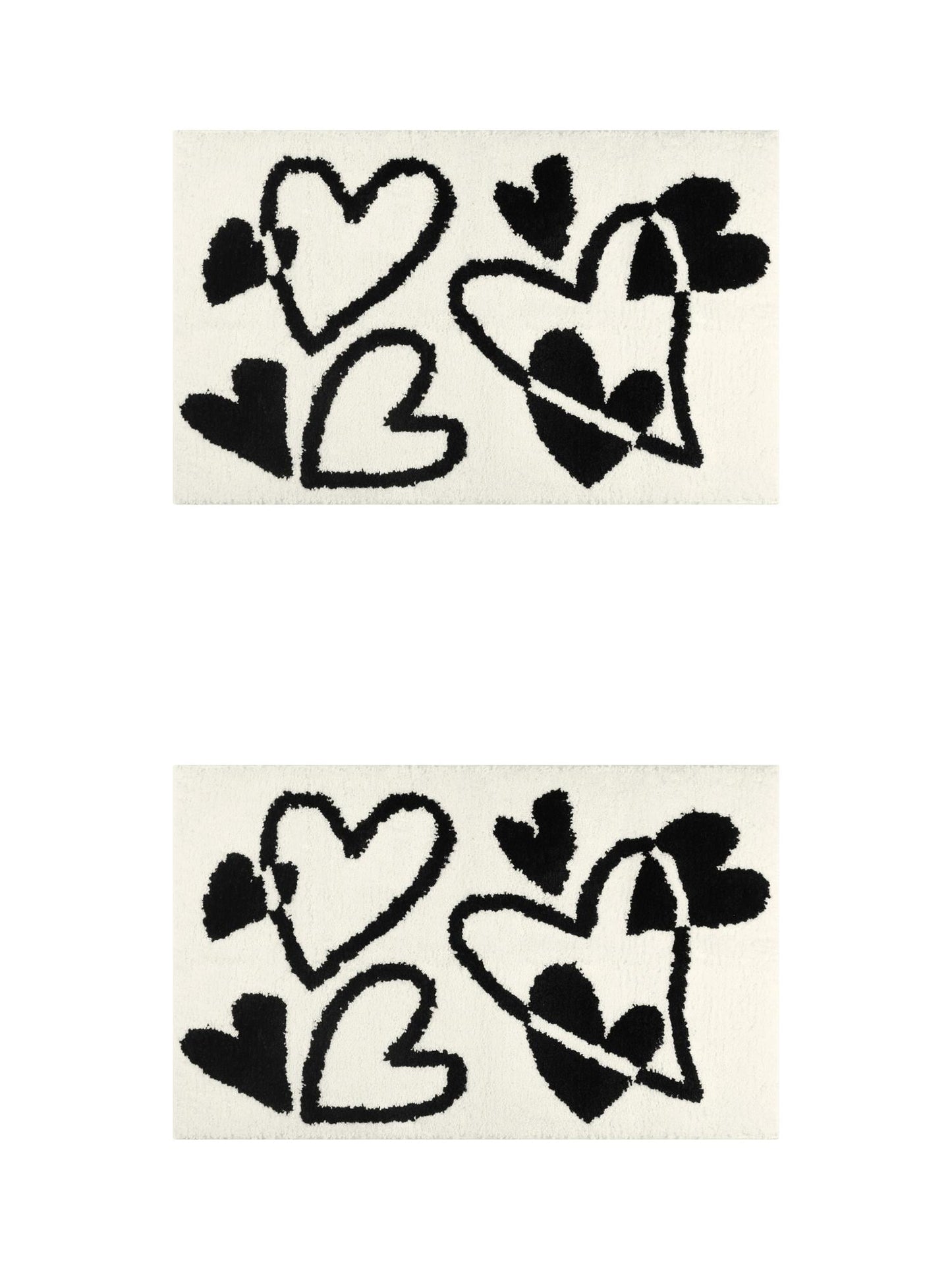 Unique Bargains 2 Pcs Cute Heart Pattern Bath Rugs Soft Absorbent Non-Slip Bath Mats Beige 20" x 32"