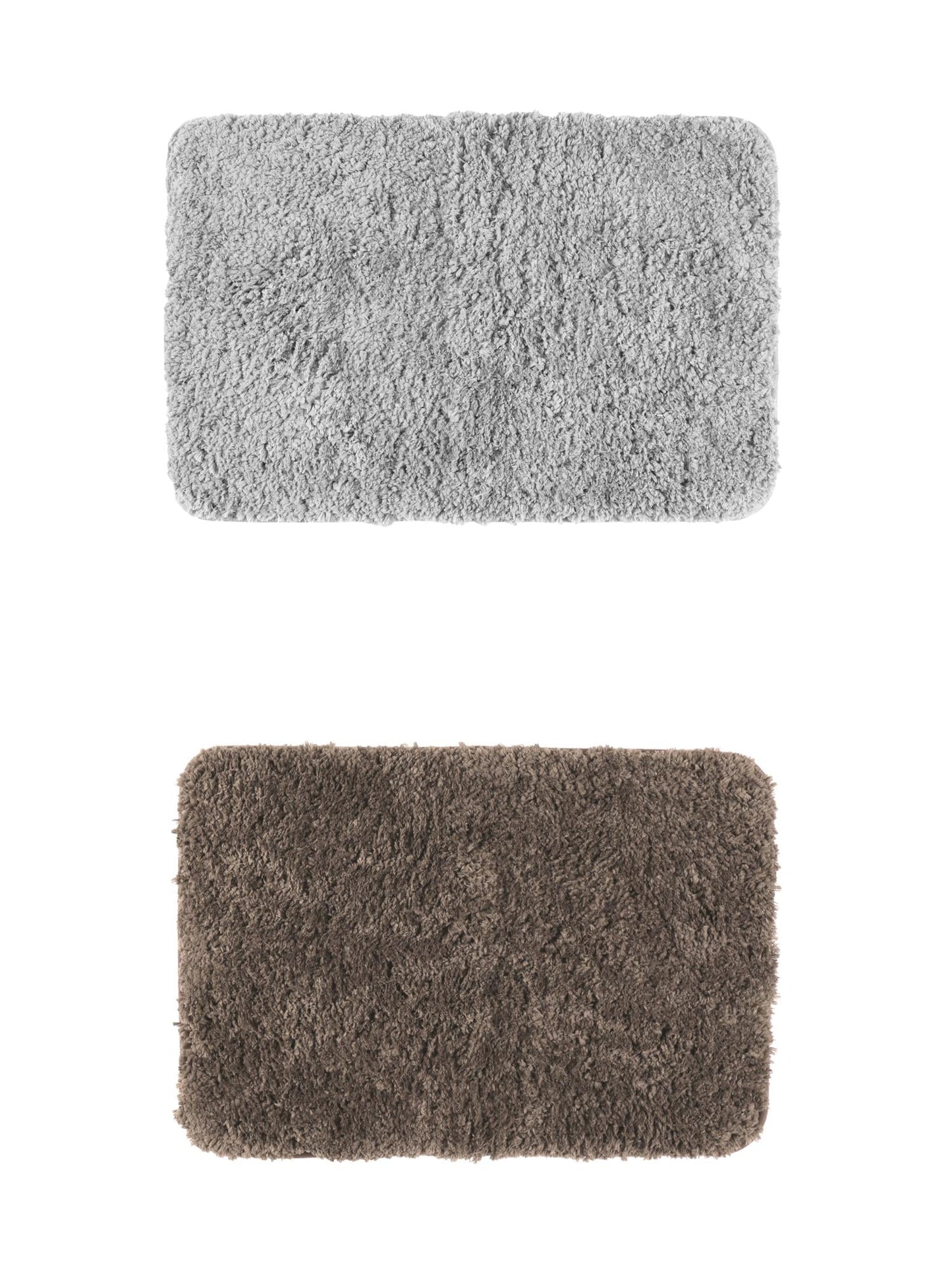 Unique Bargains 2 Pcs Extra Soft Thick Microfiber Non-Slip Plush Bath Mats Brown/Grey 16" x 24"