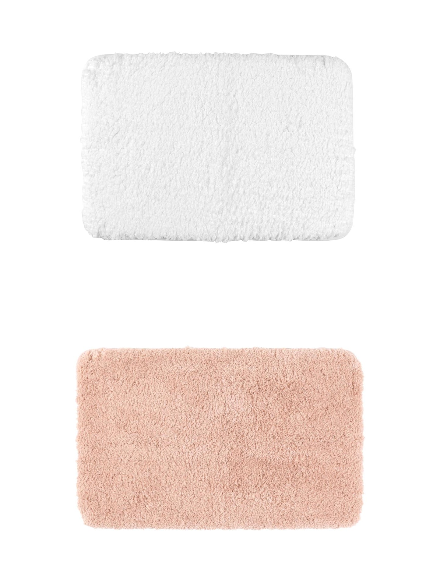 Unique Bargains 2 Pcs Extra Soft Thick Microfiber Non-Slip Plush Bath Mats Pink/White 20" x 32"