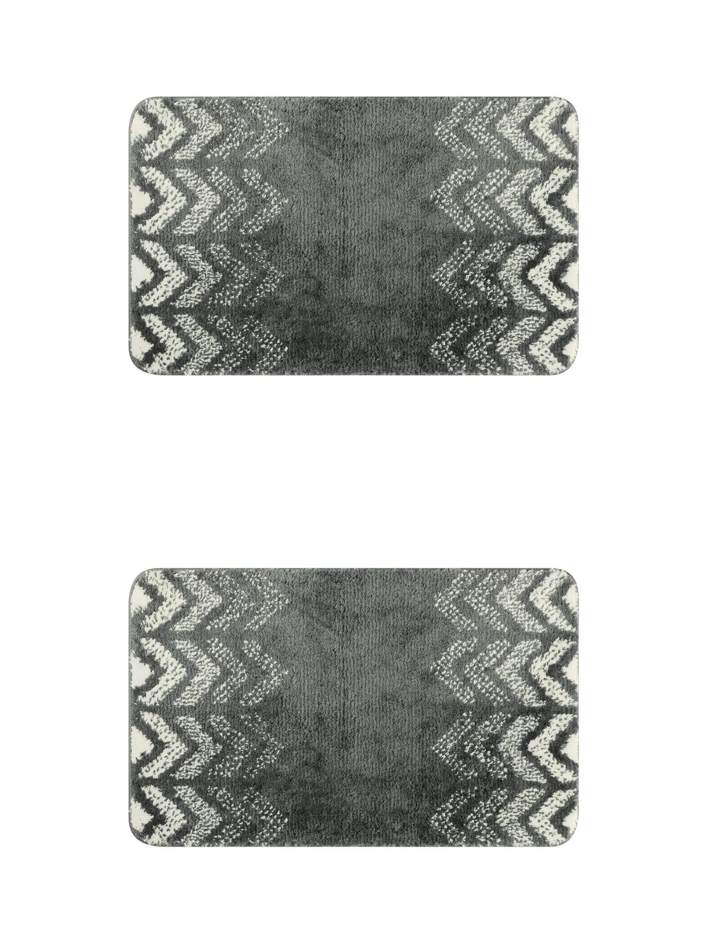 Unique Bargains 2 Pcs Geometric Patterns Bathroom Mats Absorbent Non-Slip Bath Rugs Dark Grey 16" x 24"