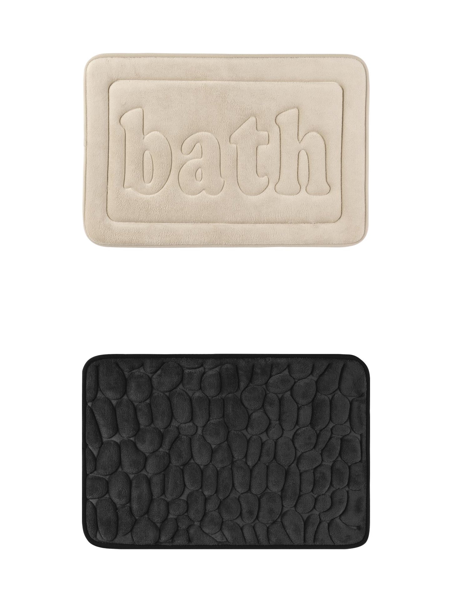 Unique Bargains 2 Pcs Memory Foam Absorbent Bathroom Rugs Black/Khaki 20" x 32"