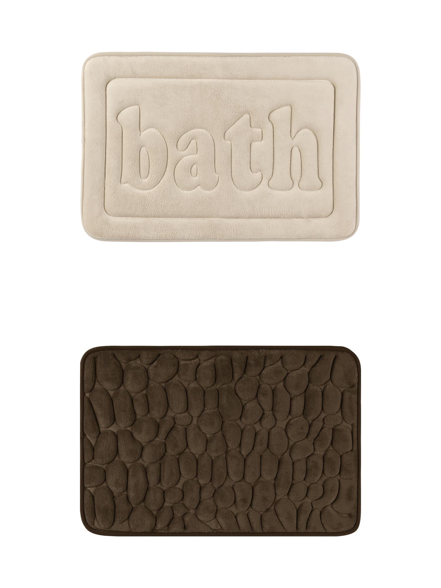 Unique Bargains 2 Pcs Memory Foam Absorbent Bathroom Rugs Brown/Khaki 20" x 32"