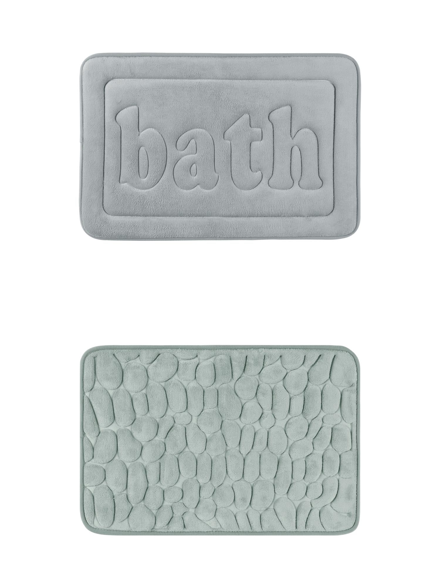 Unique Bargains 2 Pcs Memory Foam Absorbent Bathroom Rugs Grey/Light Grey 16" x 24"
