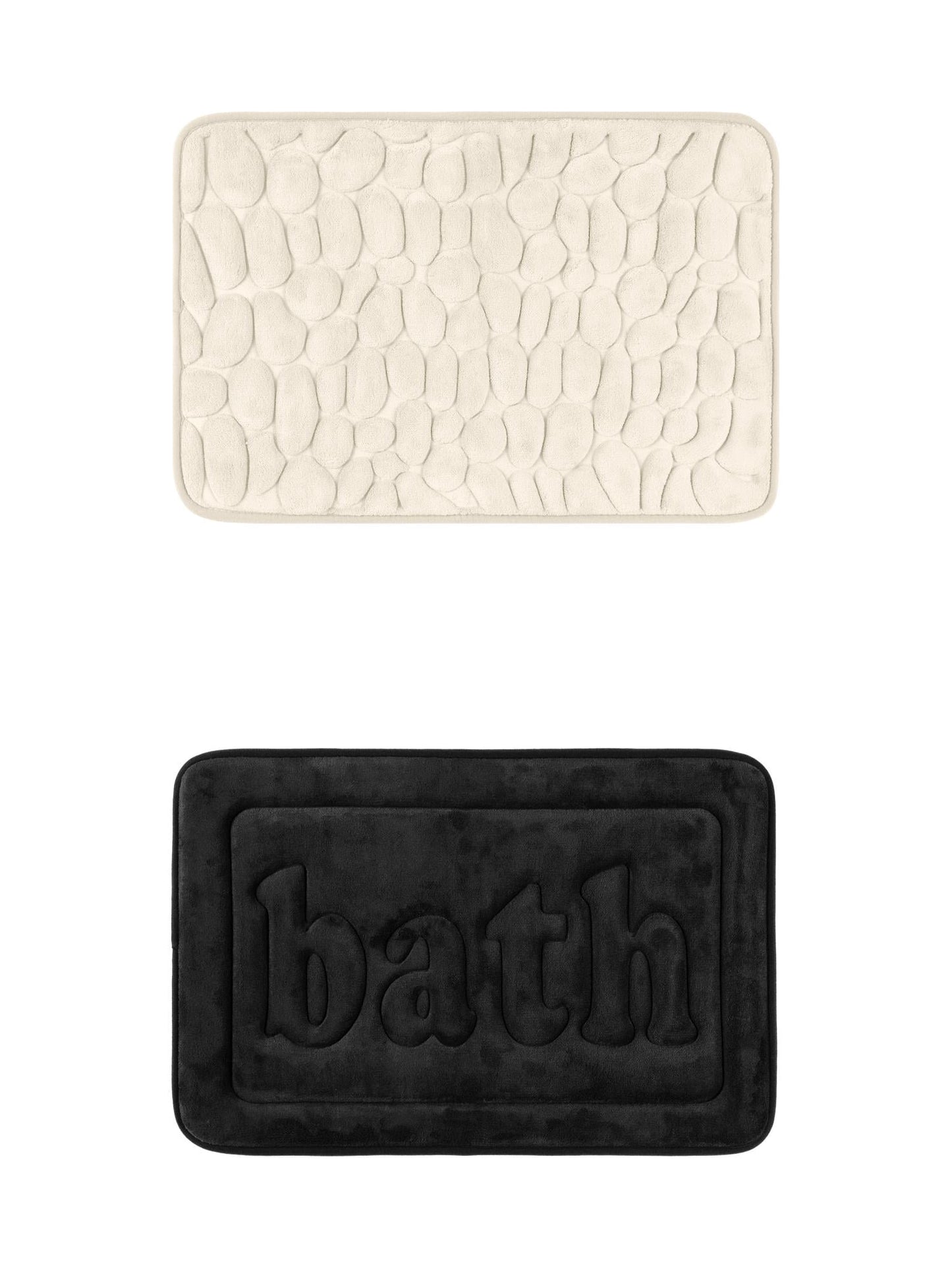 Unique Bargains 2 Pcs Memory Foam Absorbent Bathroom Rugs Khaki/Black 16" x 24"