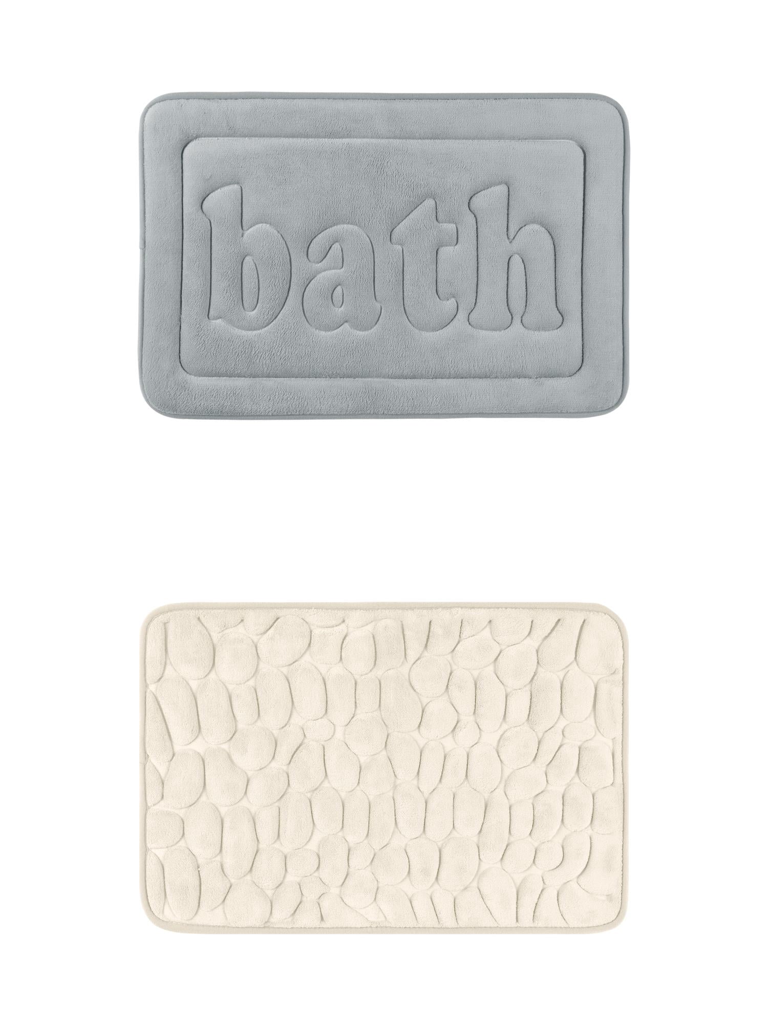 Unique Bargains 2 Pcs Memory Foam Absorbent Bathroom Rugs Khaki/Light Grey 16" x 24"