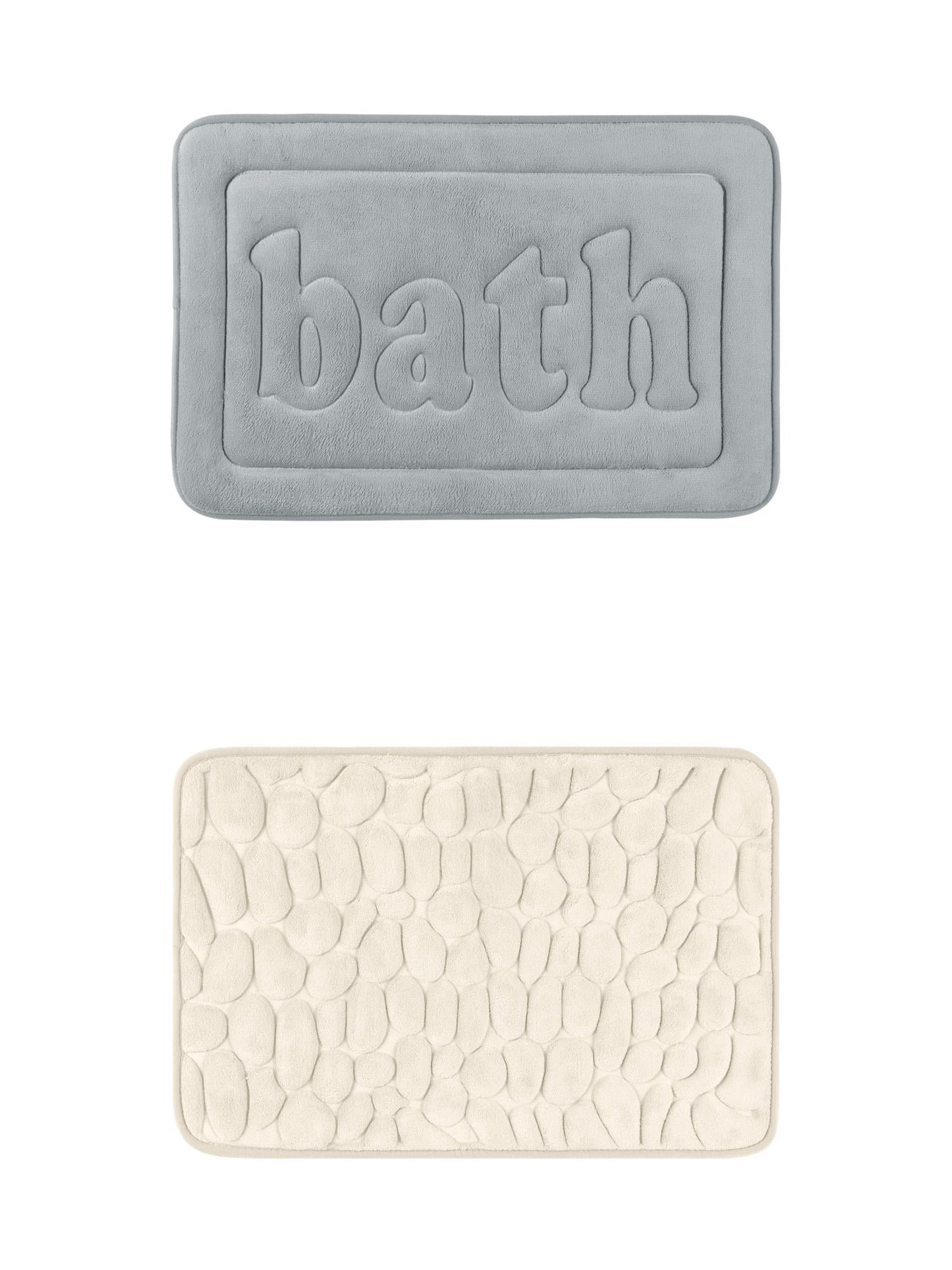 Unique Bargains 2 Pcs Memory Foam Absorbent Bathroom Rugs Khaki/Light Grey 20" x 32"