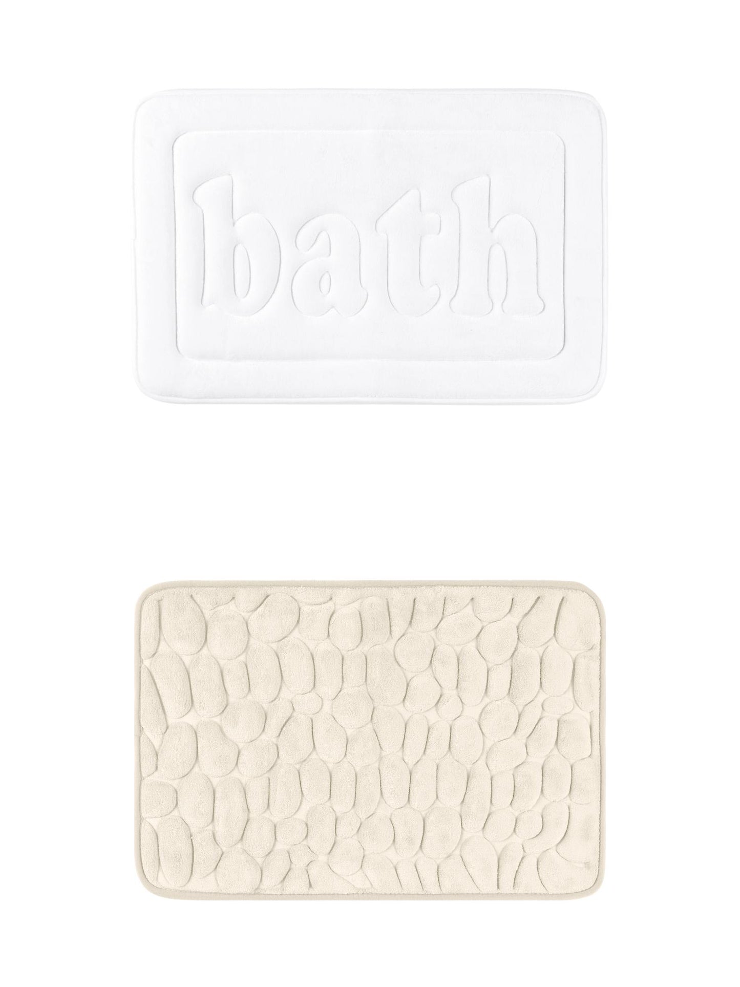 Unique Bargains 2 Pcs Memory Foam Absorbent Bathroom Rugs Khaki/White 16" x 24"