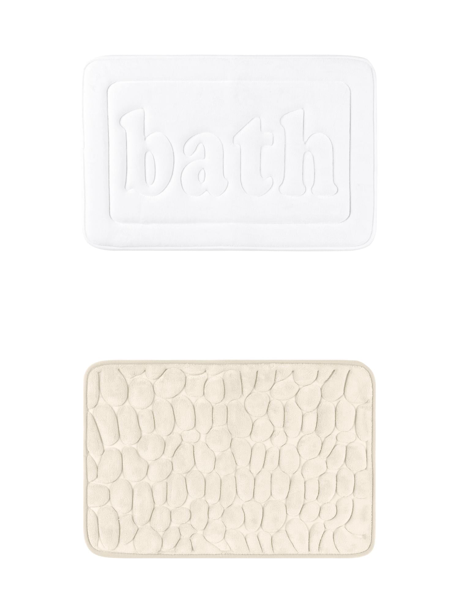 Unique Bargains 2 Pcs Memory Foam Absorbent Bathroom Rugs Khaki/White 20" x 32"