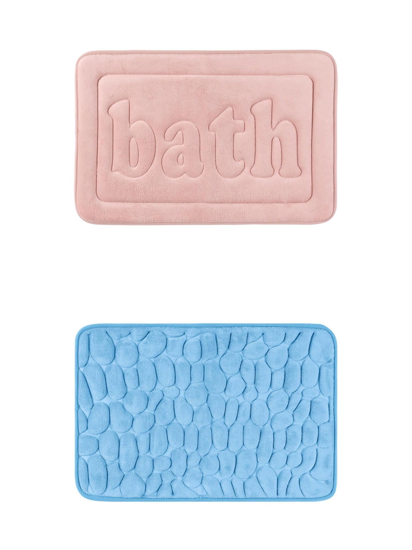 Unique Bargains 2 Pcs Memory Foam Absorbent Bathroom Rugs Light Blue/Pink 16" x 24"