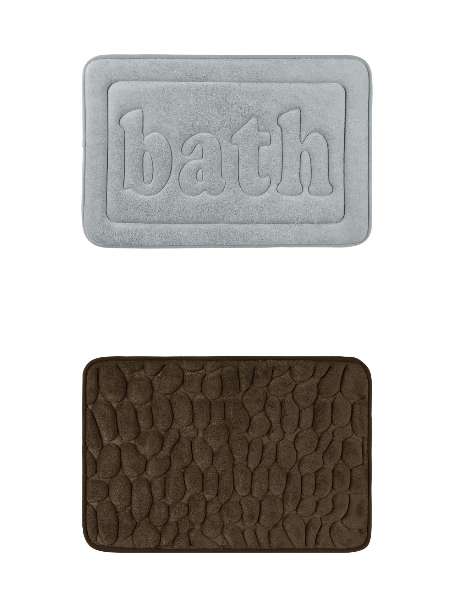 Unique Bargains 2 Pcs Memory Foam Absorbent Bathroom Rugs Light Grey/Brown 20" x 32"