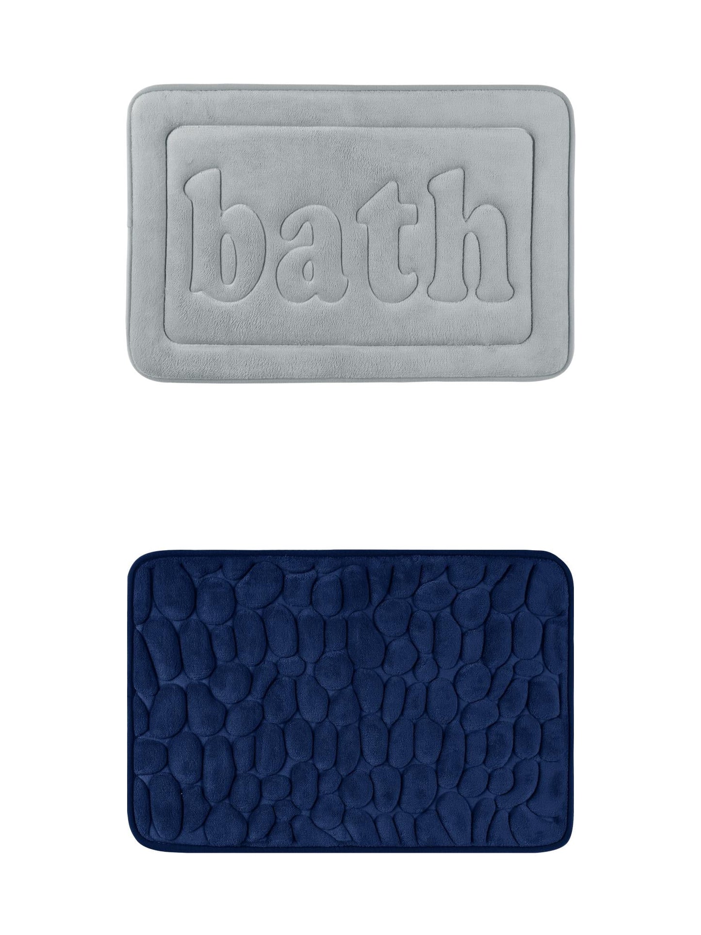 Unique Bargains 2 Pcs Memory Foam Absorbent Bathroom Rugs Light Grey/Navy Blue 16" x 24"