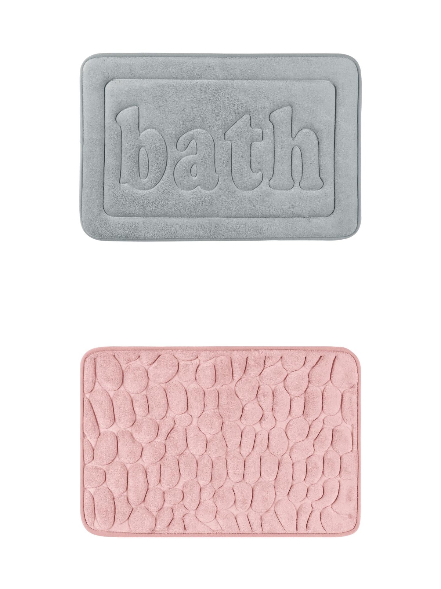Unique Bargains 2 Pcs Memory Foam Absorbent Bathroom Rugs Light Grey/Pink 16" x 24"