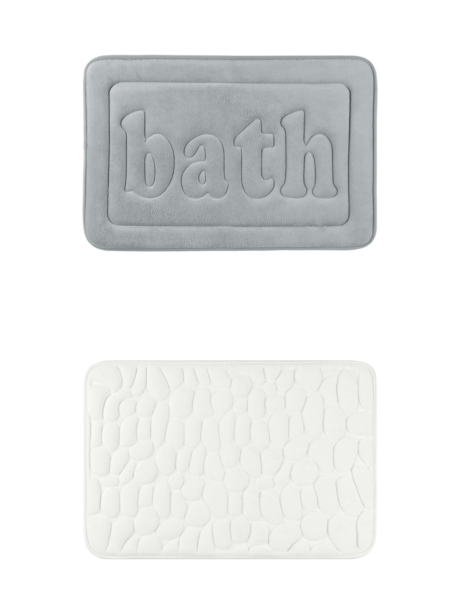 Unique Bargains 2 Pcs Memory Foam Absorbent Bathroom Rugs Milky White/Light Grey 20" x 32"
